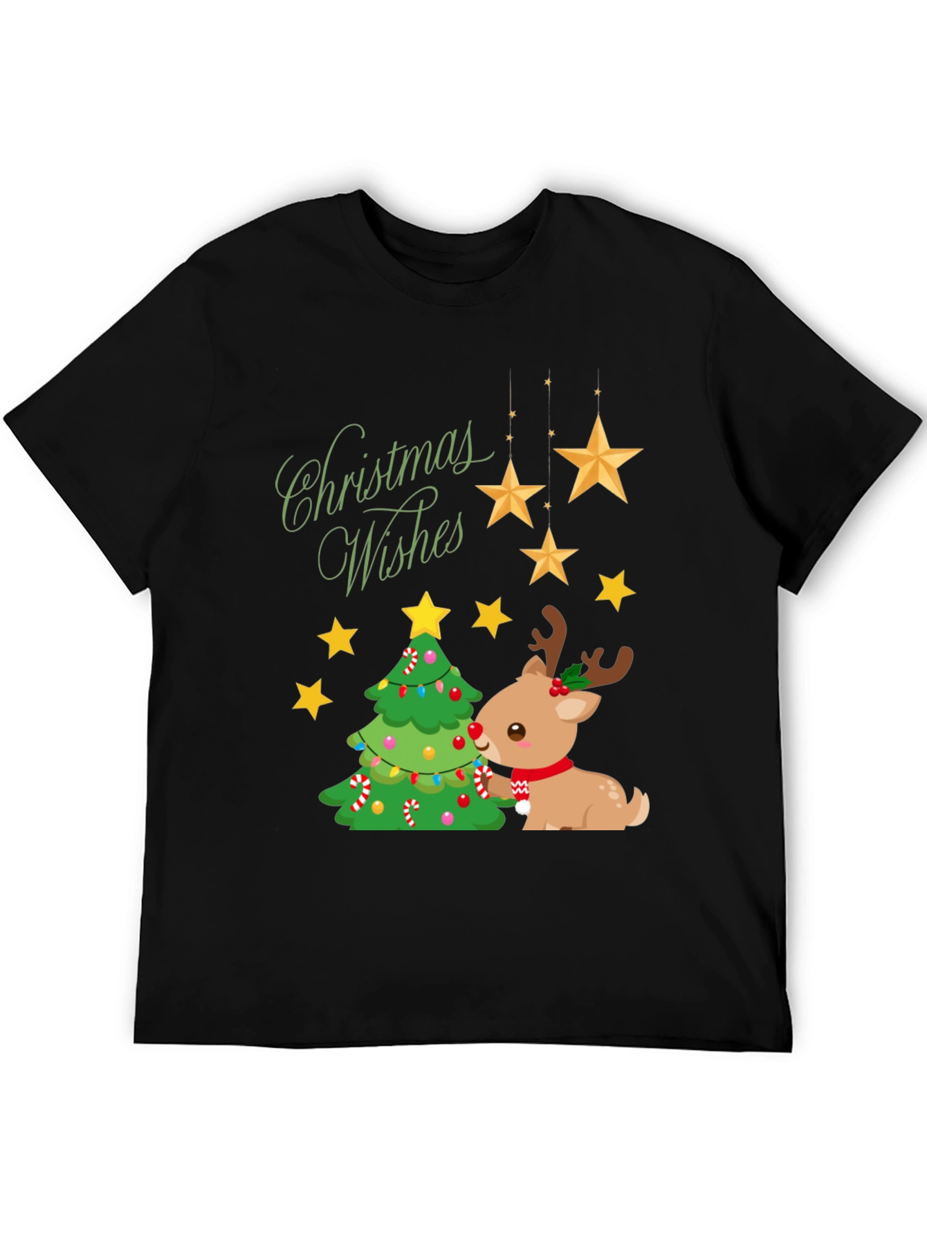 Festive Christmas Wishes T-Shirt with Reindeer
