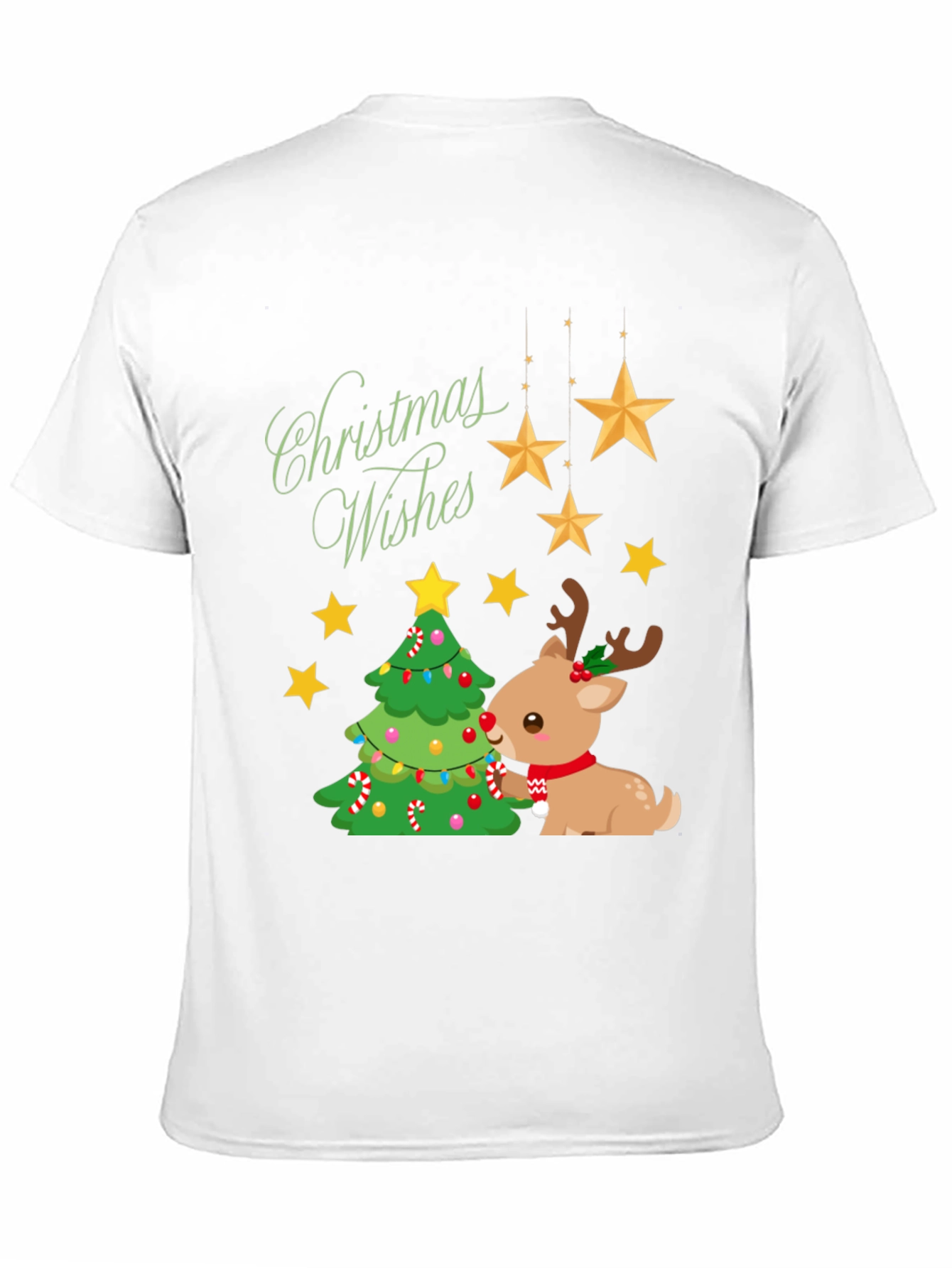 Festive Christmas Wishes T-Shirt with Reindeer