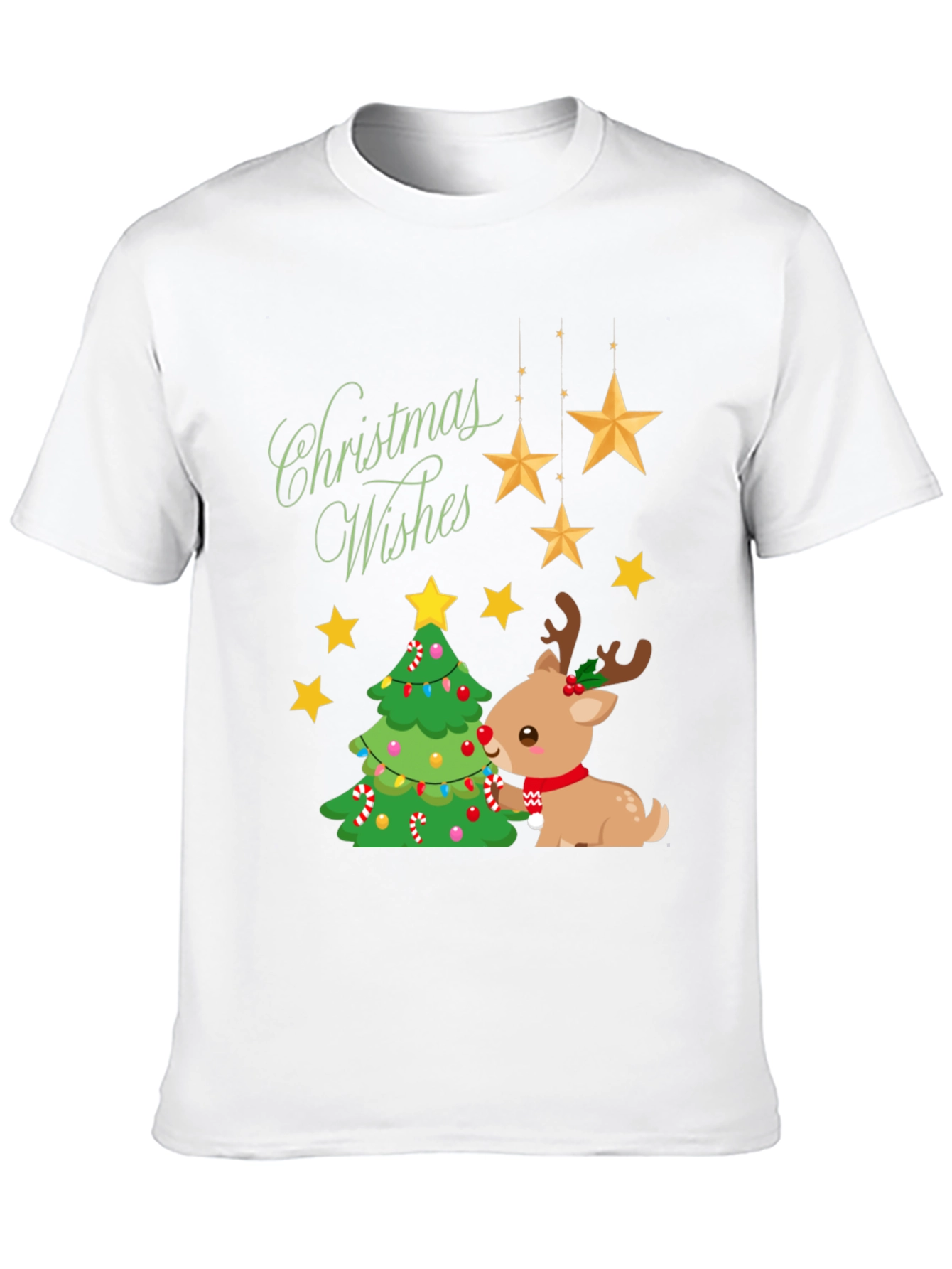 Festive Christmas Wishes T-Shirt with Reindeer