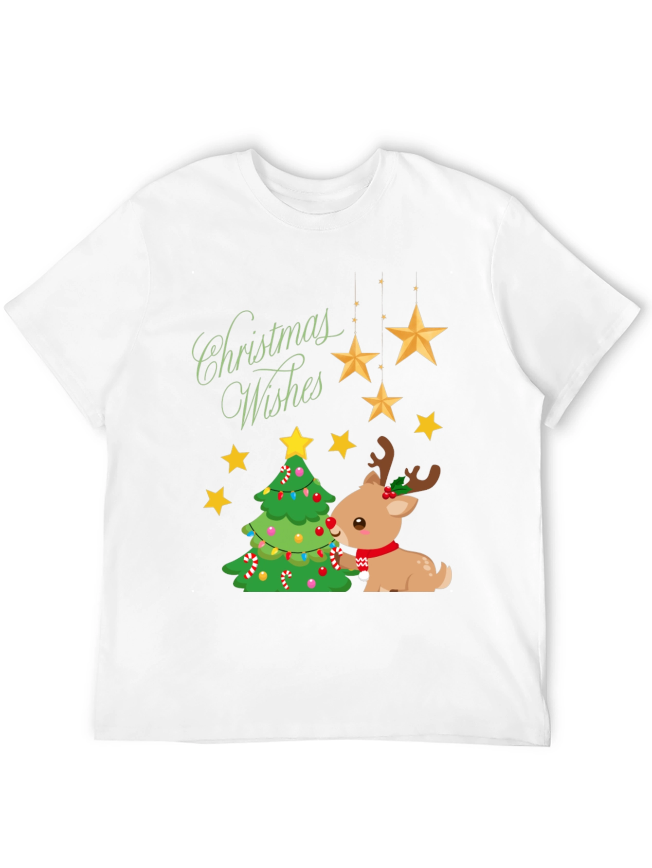 Festive Christmas Wishes T-Shirt with Reindeer
