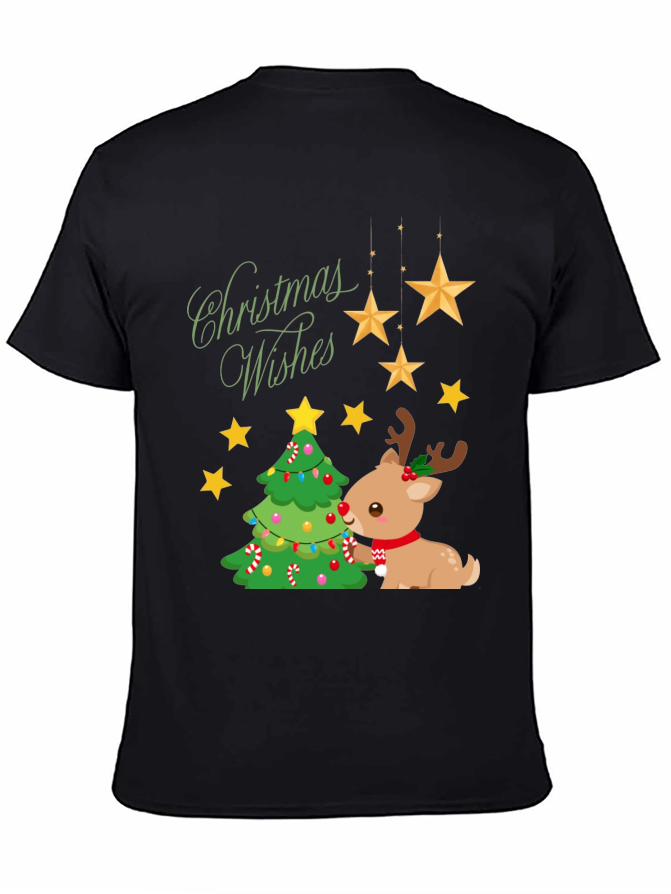 Festive Christmas Wishes T-Shirt with Reindeer