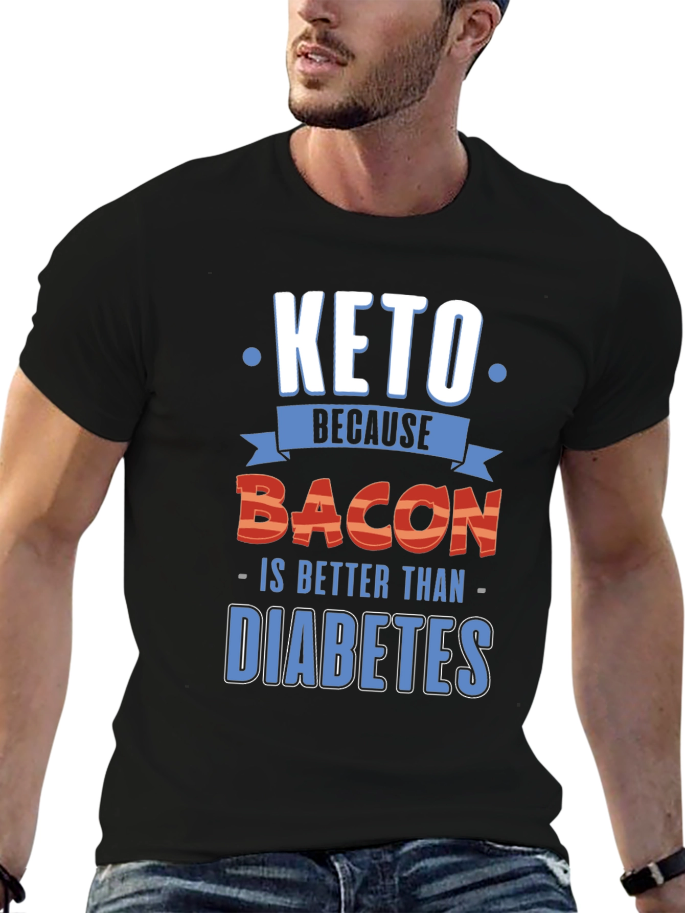 Keto Because Bacon Funny Graphic Tee