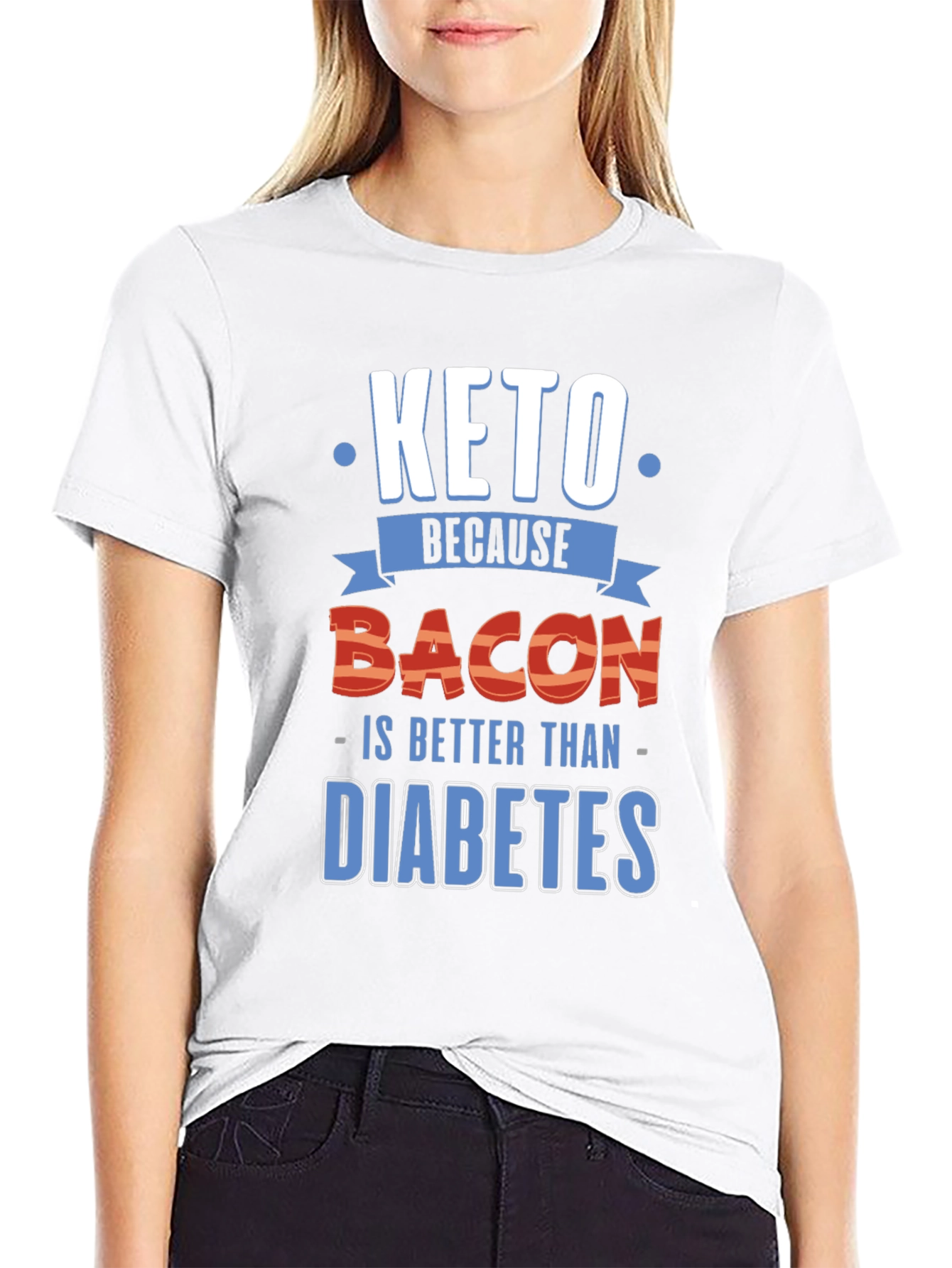 Keto Because Bacon Funny Graphic Tee