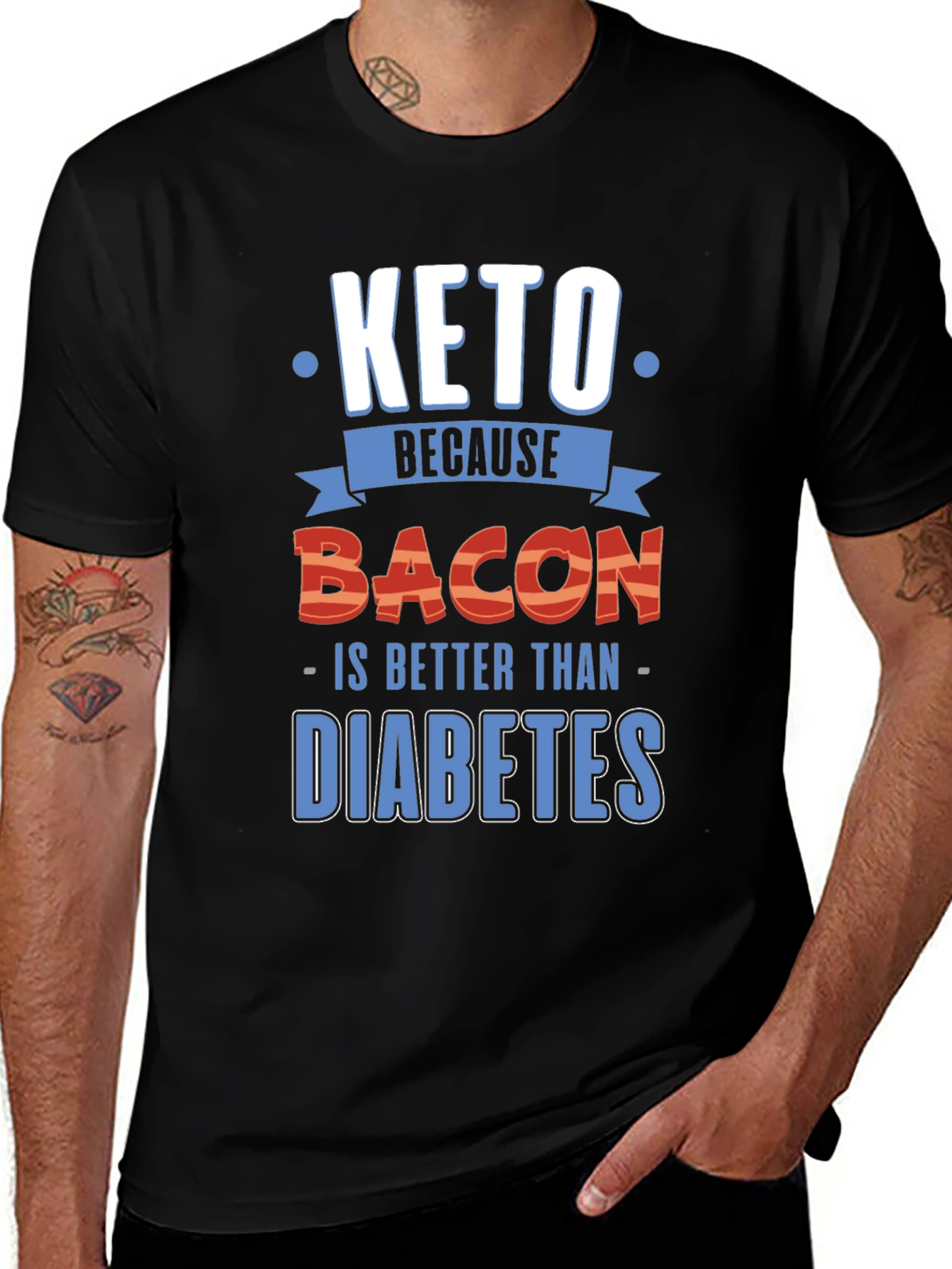 Keto Because Bacon Funny Graphic Tee