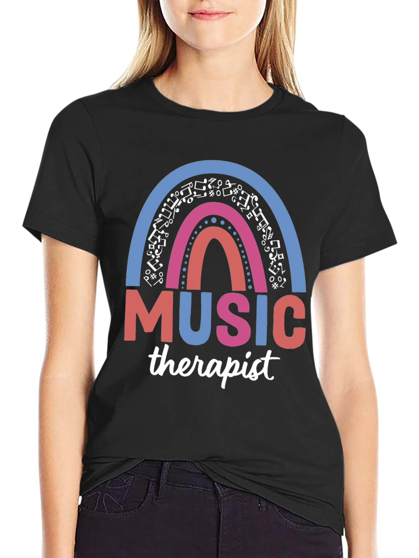 Music Therapist Rainbow Graphic Tee