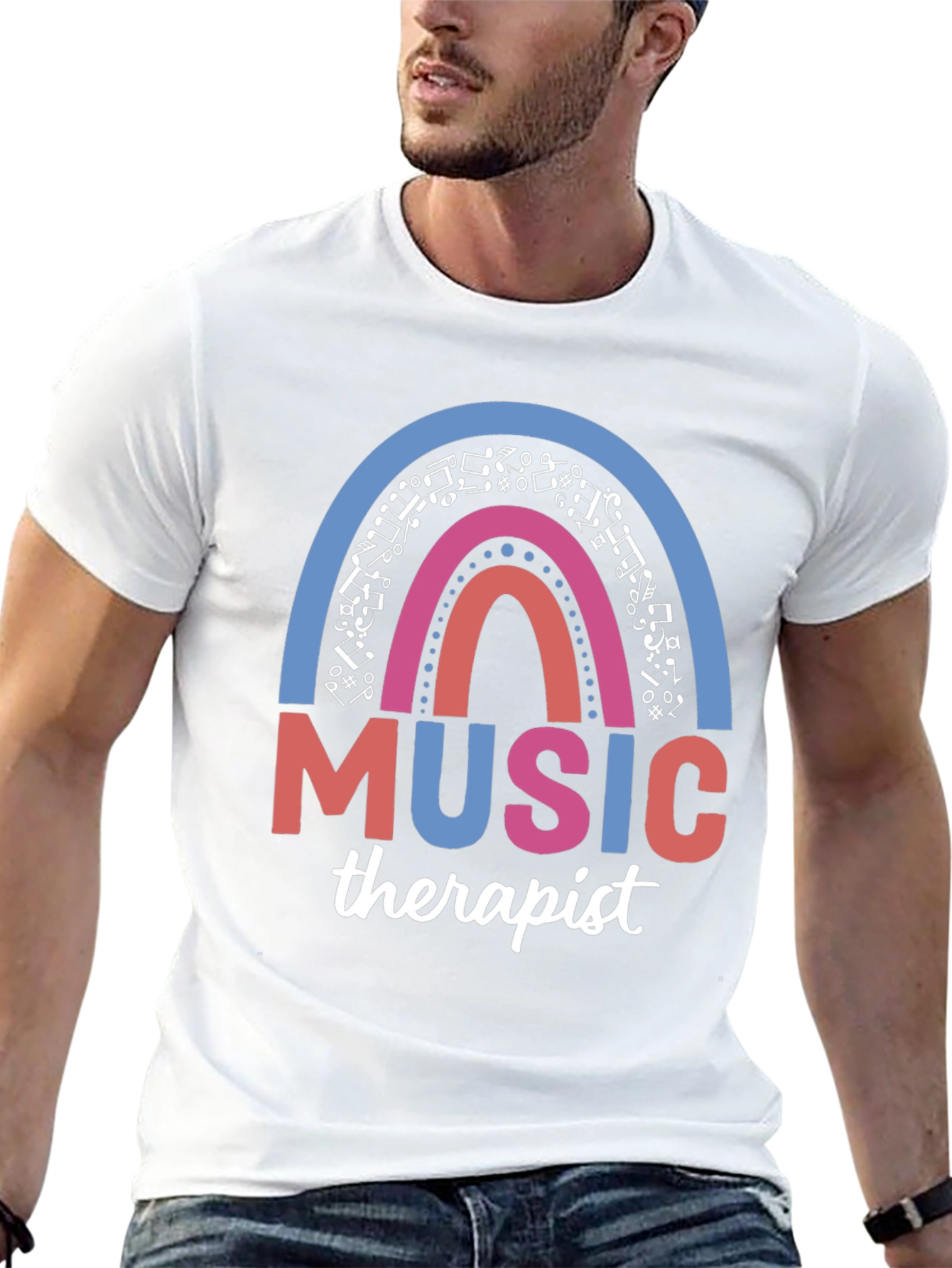 Music Therapist Rainbow Graphic Tee