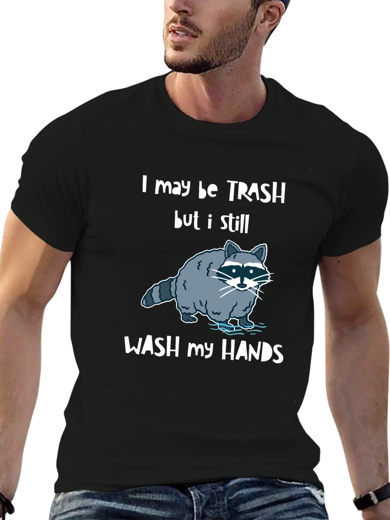 Funny Raccoon Wash Hands Graphic T-Shirt