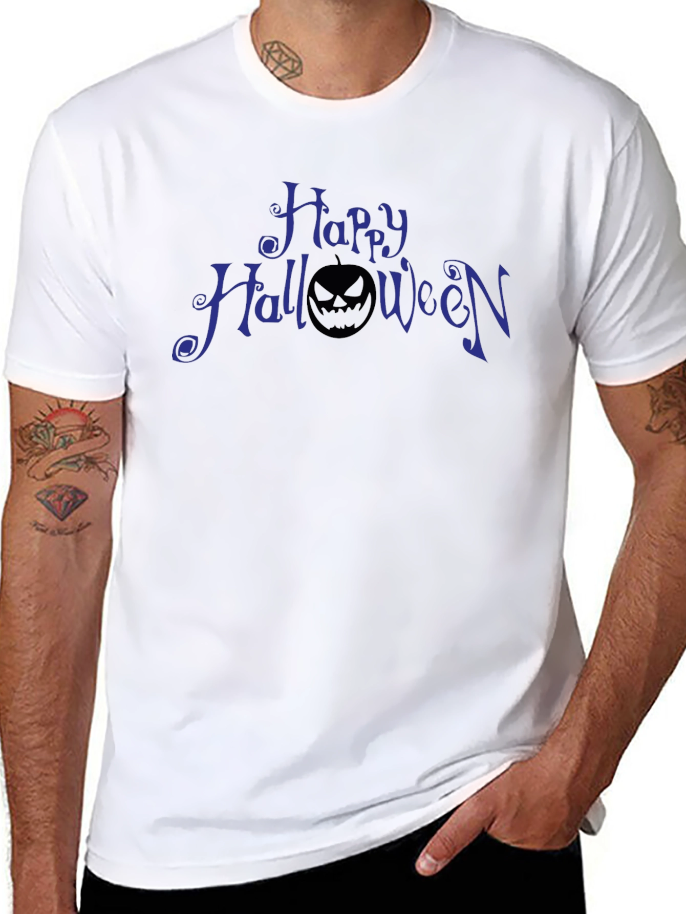 Happy Halloween Pumpkin Graphic Tee - Black