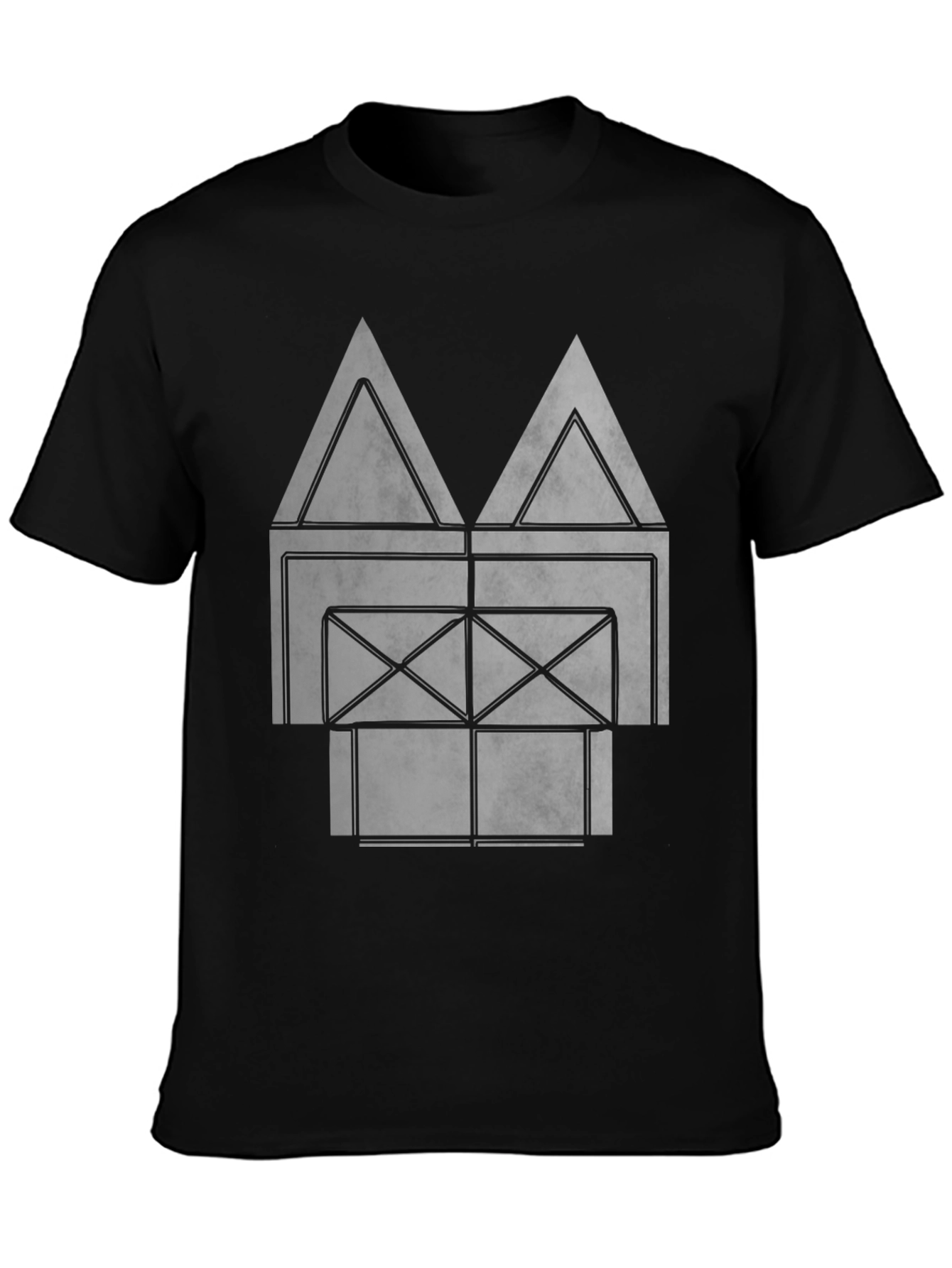 Abstract Geometric Graphic Print Black T-Shirt