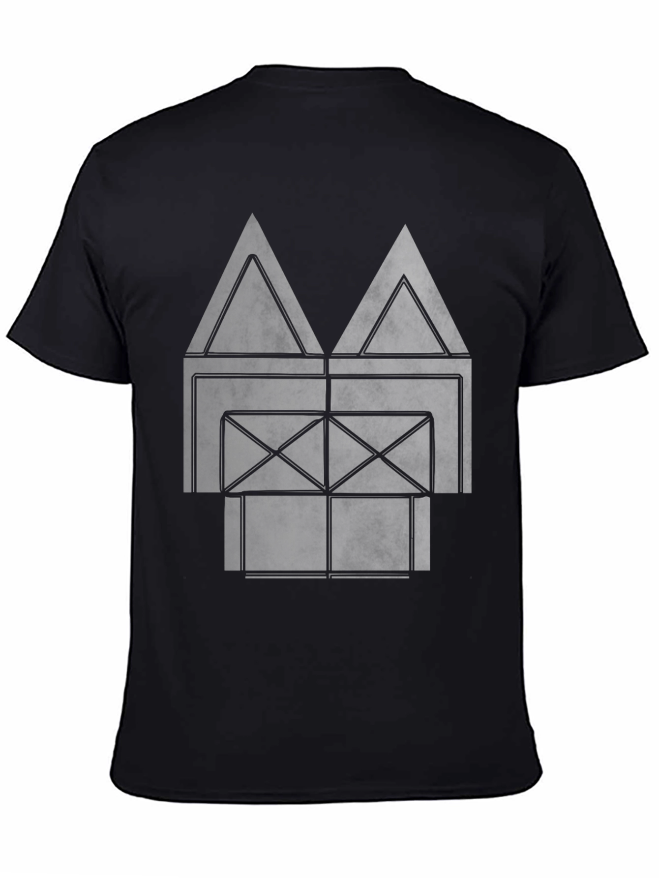 Abstract Geometric Graphic Print Black T-Shirt