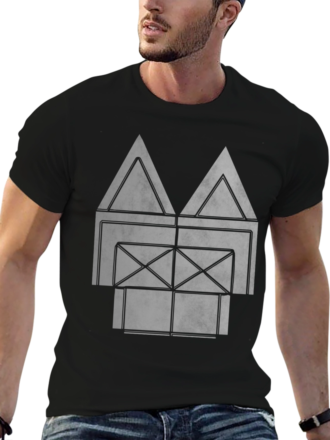 Abstract Geometric Graphic Print Black T-Shirt