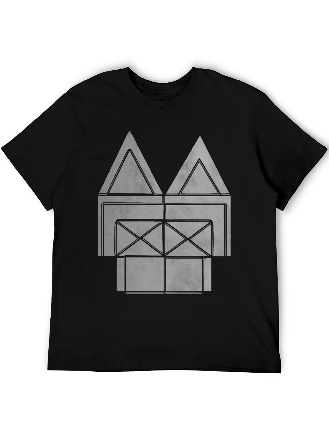 Abstract Geometric Graphic Print Black T-Shirt