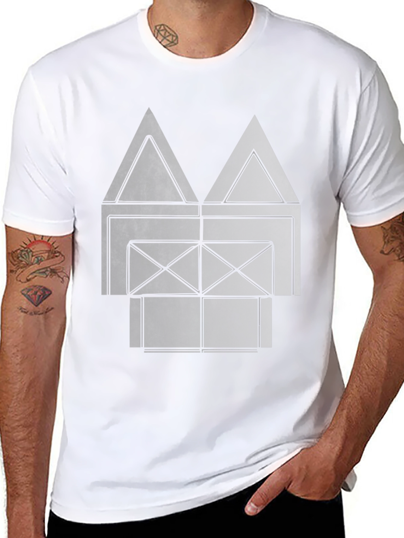 Abstract Geometric Graphic Print Black T-Shirt