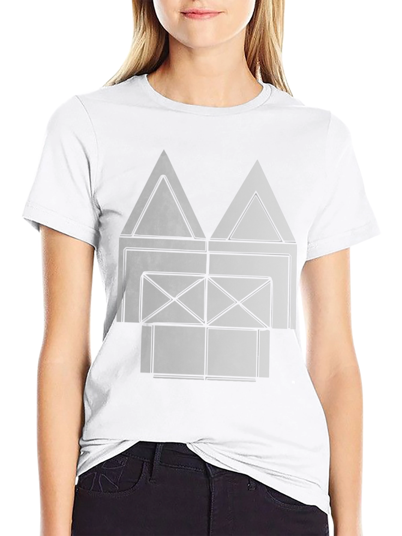Abstract Geometric Graphic Print Black T-Shirt