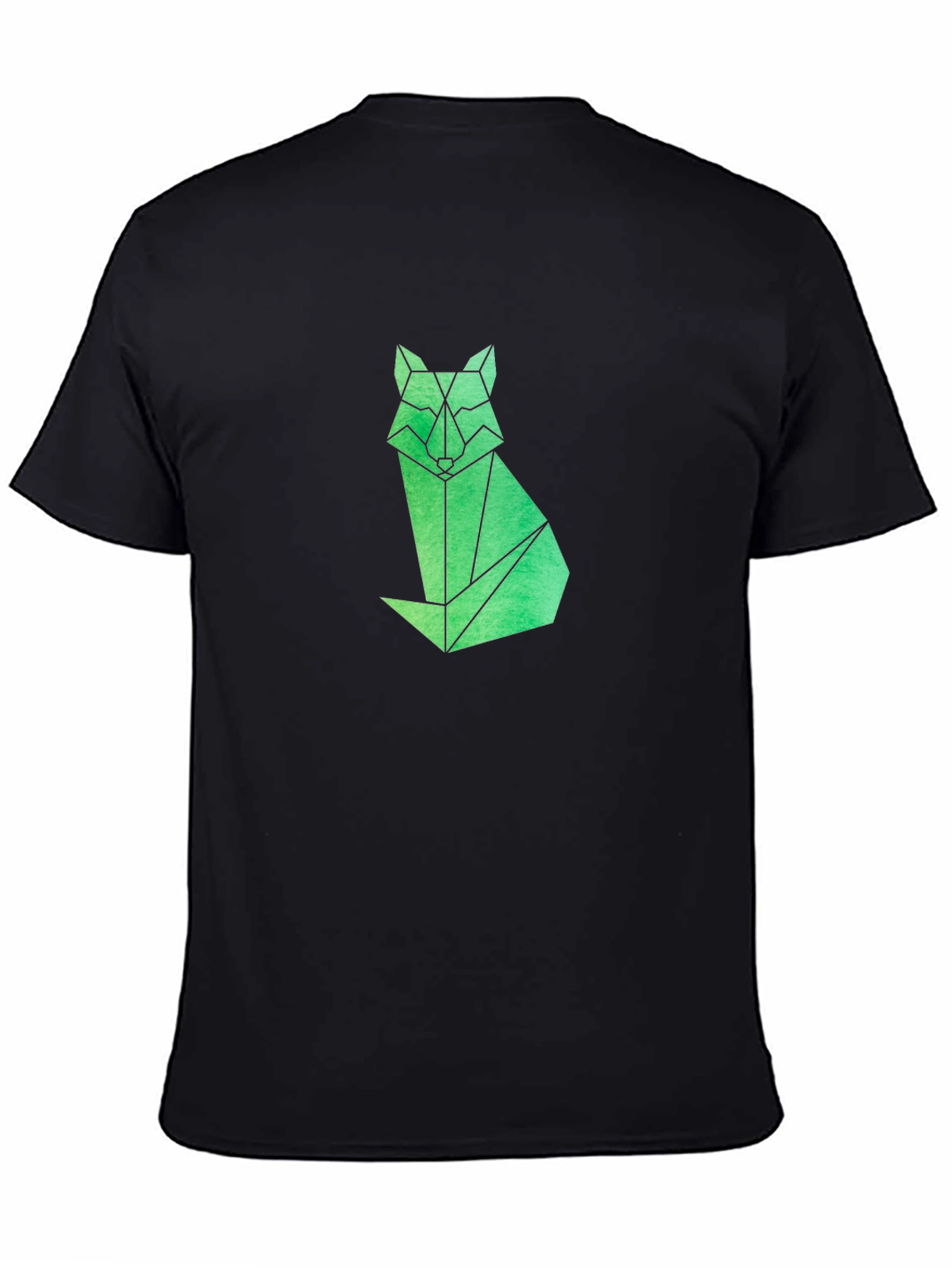 Geometric Fox Graphic Tee - Modern Mens Black T-Shirt