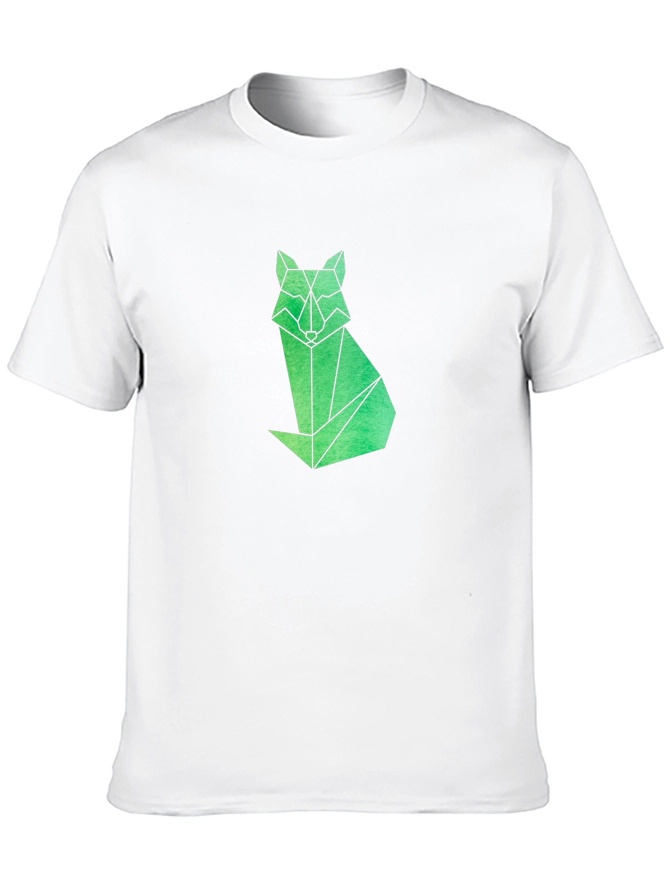 Geometric Fox Graphic Tee - Modern Mens Black T-Shirt