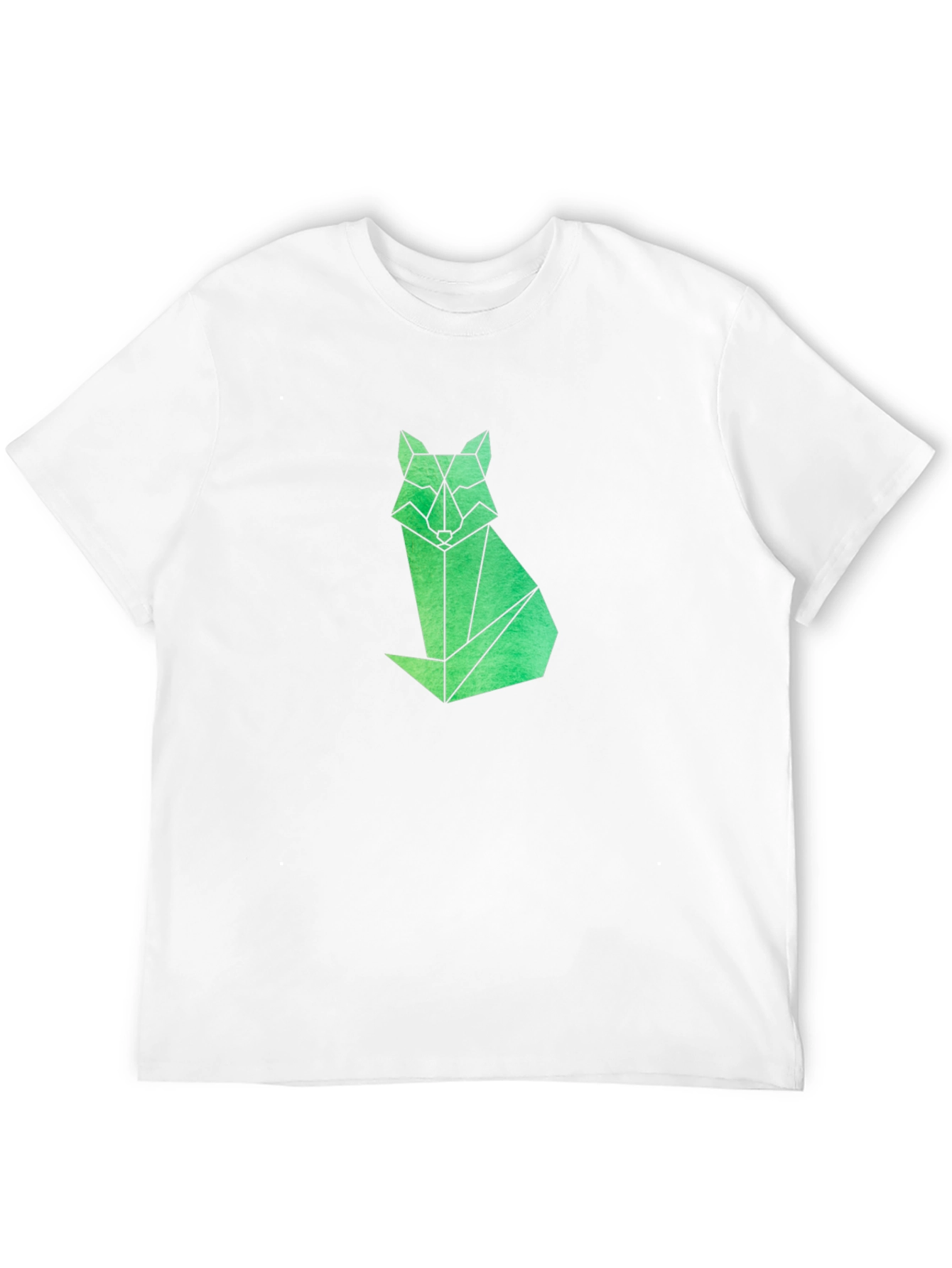 Geometric Fox Graphic Tee - Modern Mens Black T-Shirt
