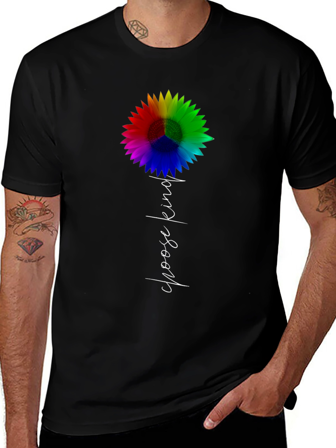 Choose Kind Rainbow Sunflower Graphic Tee