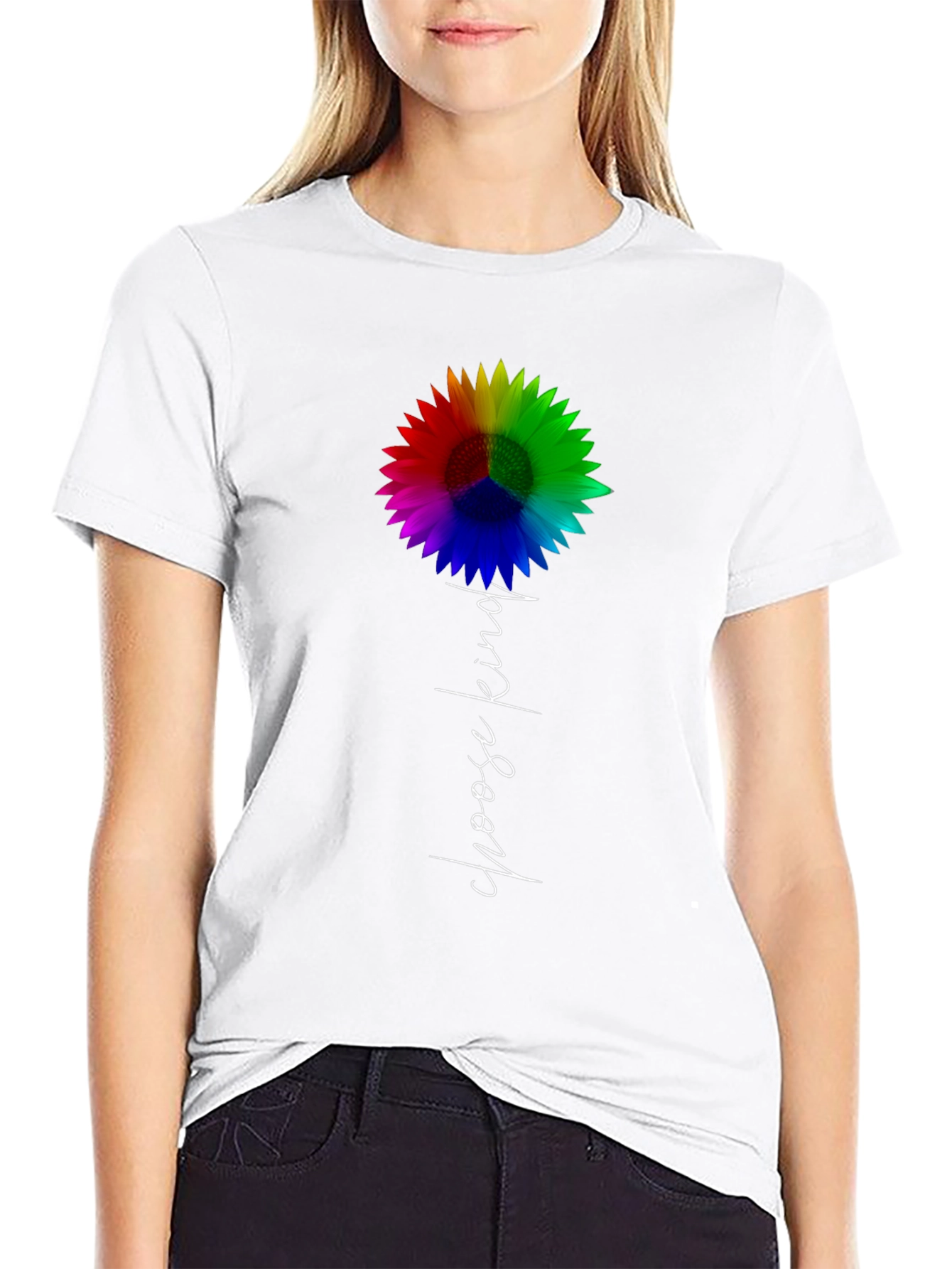 Choose Kind Rainbow Sunflower Graphic Tee