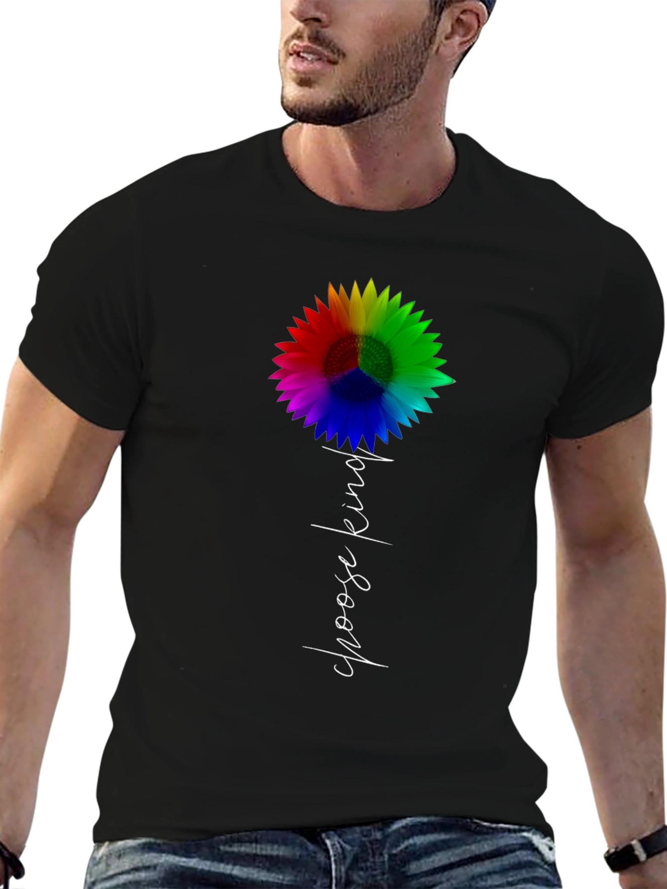 Choose Kind Rainbow Sunflower Graphic Tee
