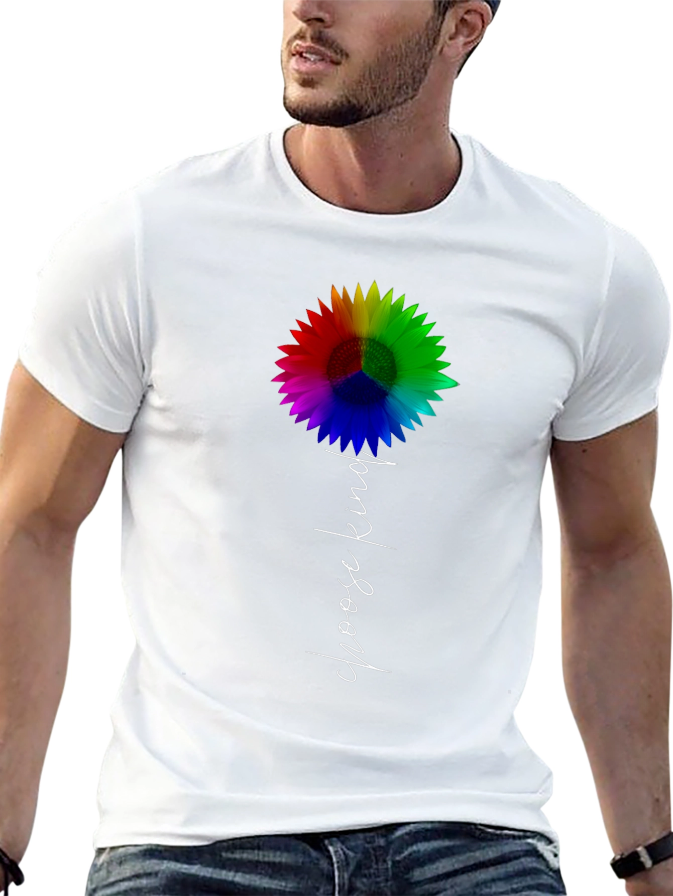 Choose Kind Rainbow Sunflower Graphic Tee