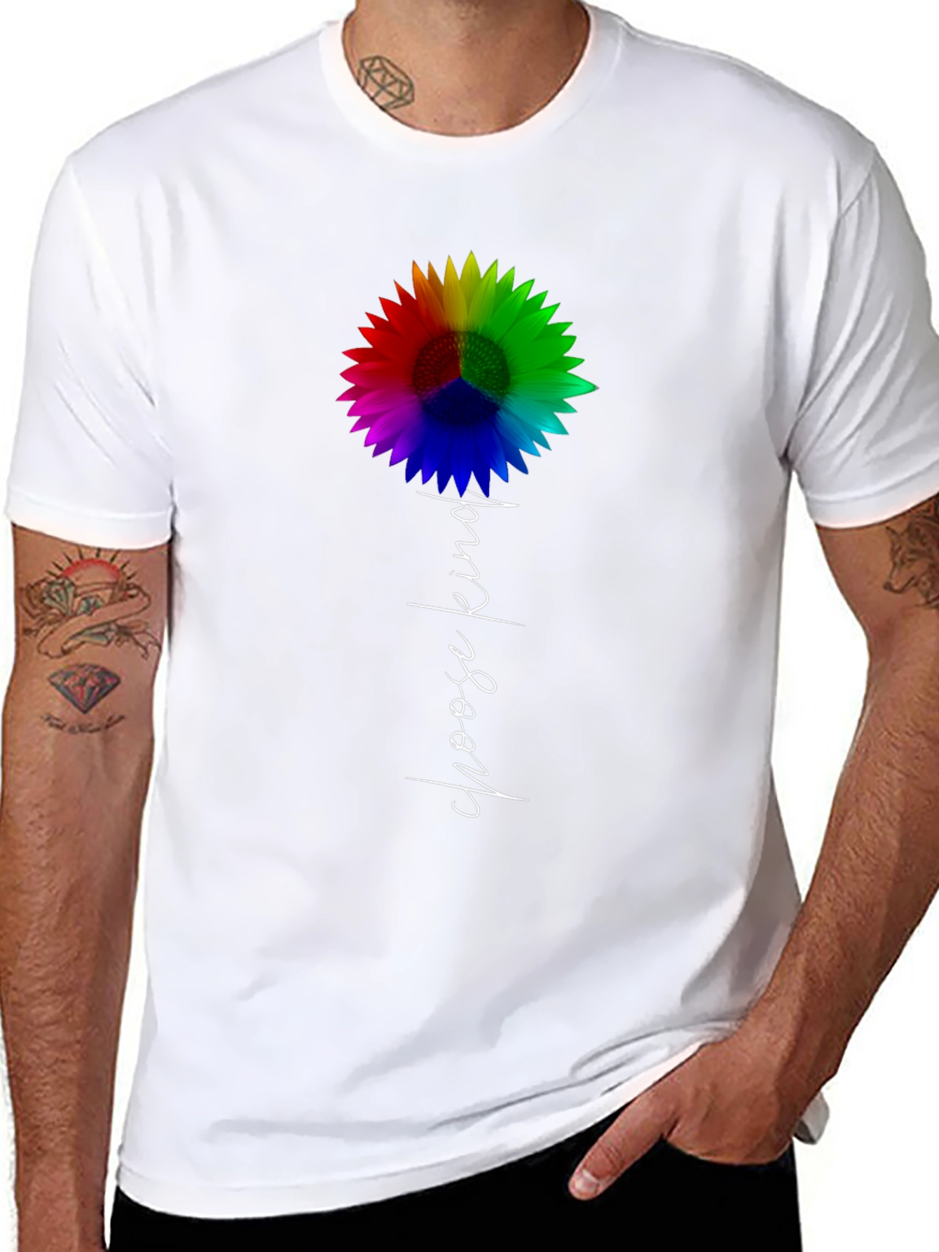 Choose Kind Rainbow Sunflower Graphic Tee