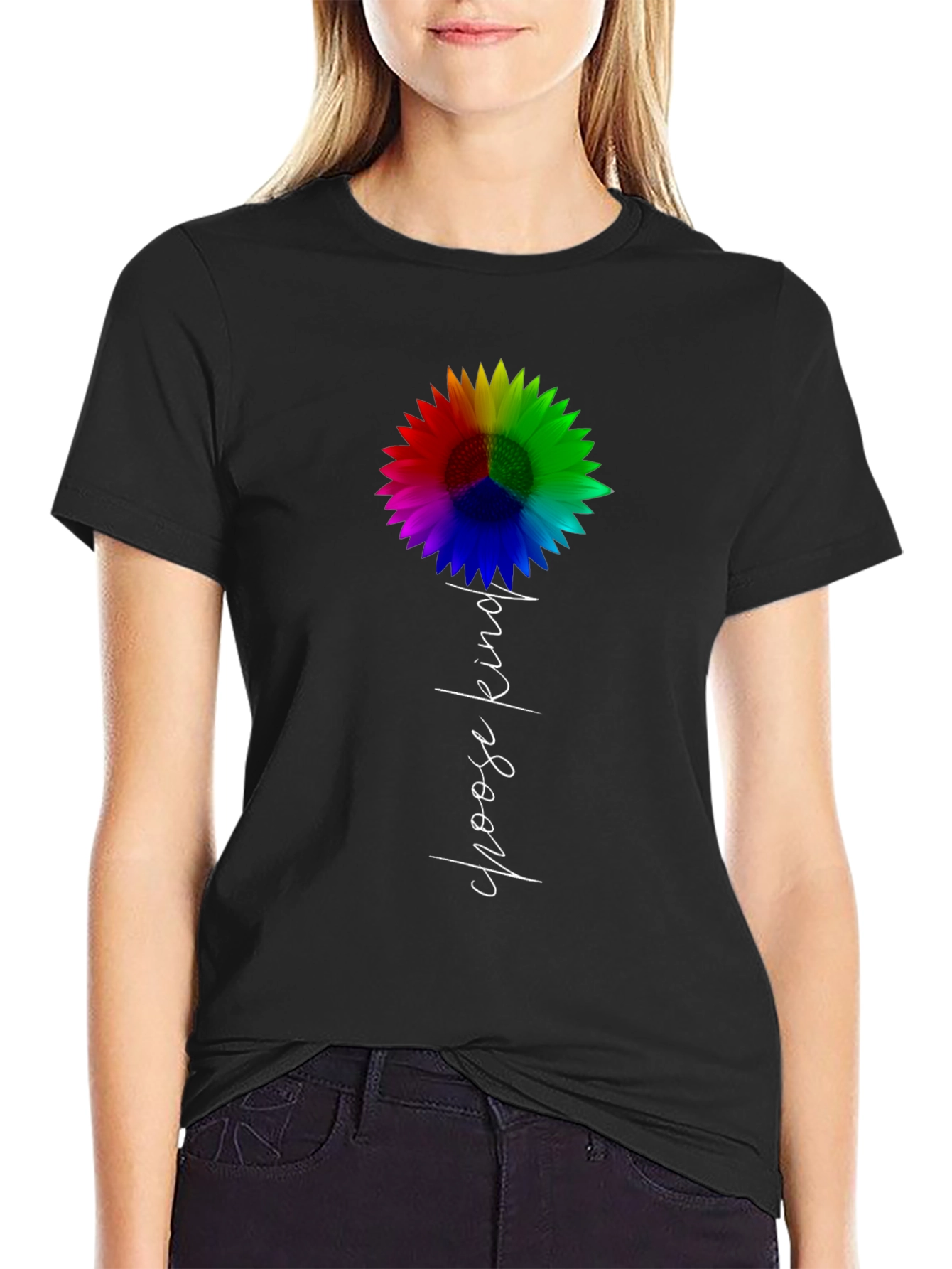 Choose Kind Rainbow Sunflower Graphic Tee
