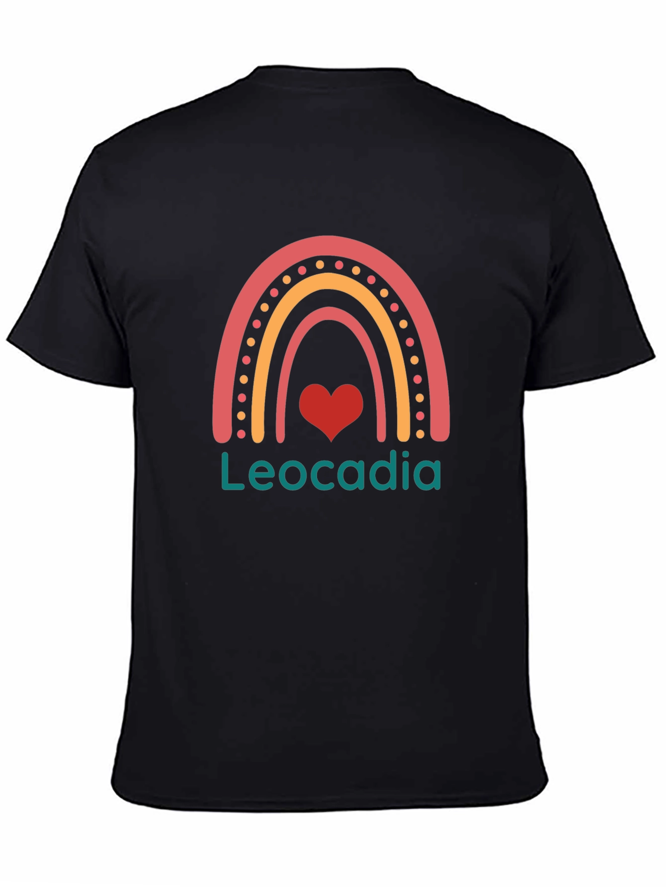 Leocadia Rainbow Heart Graphic Tee - Black Unisex Shirt