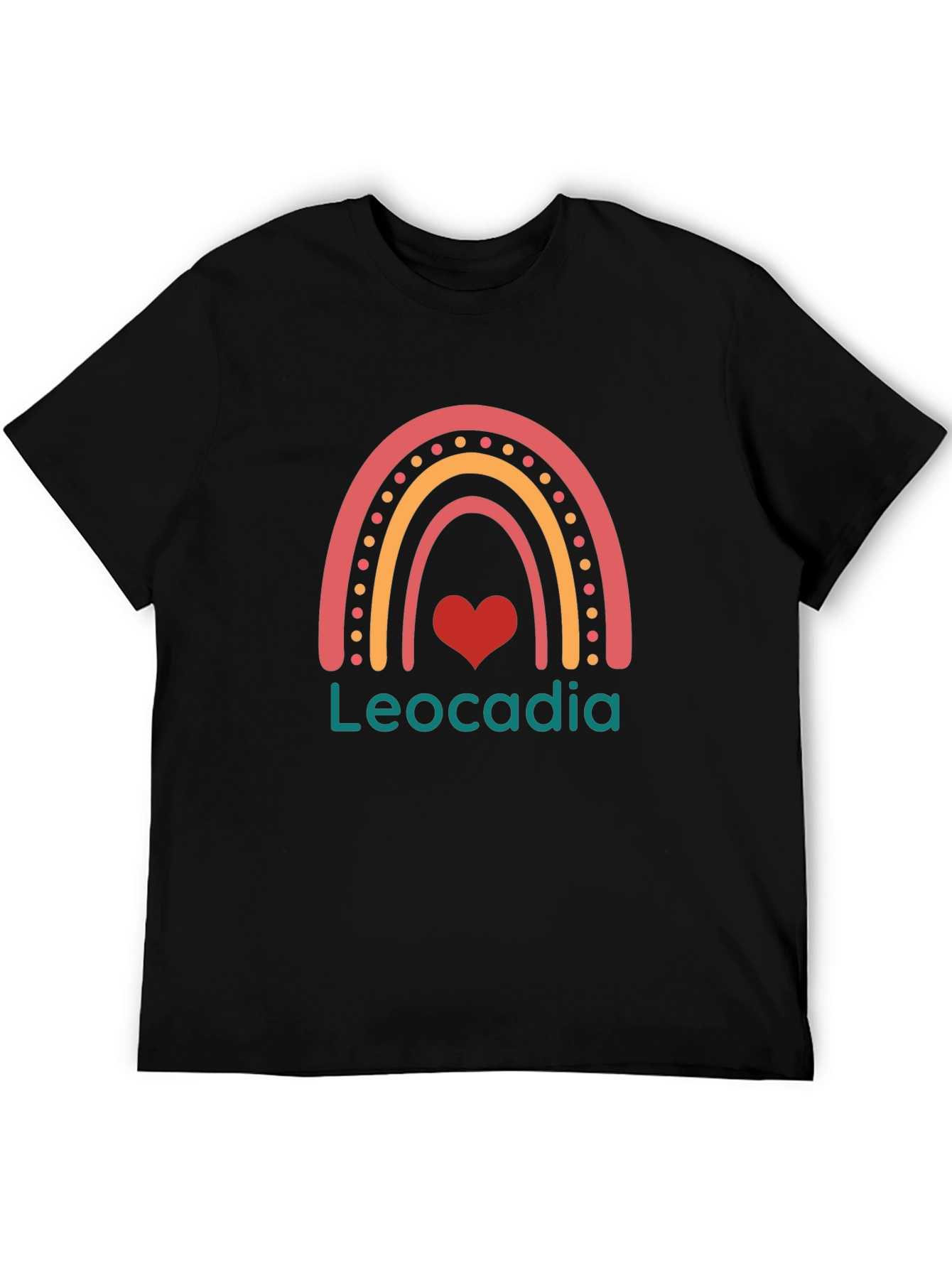Leocadia Rainbow Heart Graphic Tee - Black Unisex Shirt