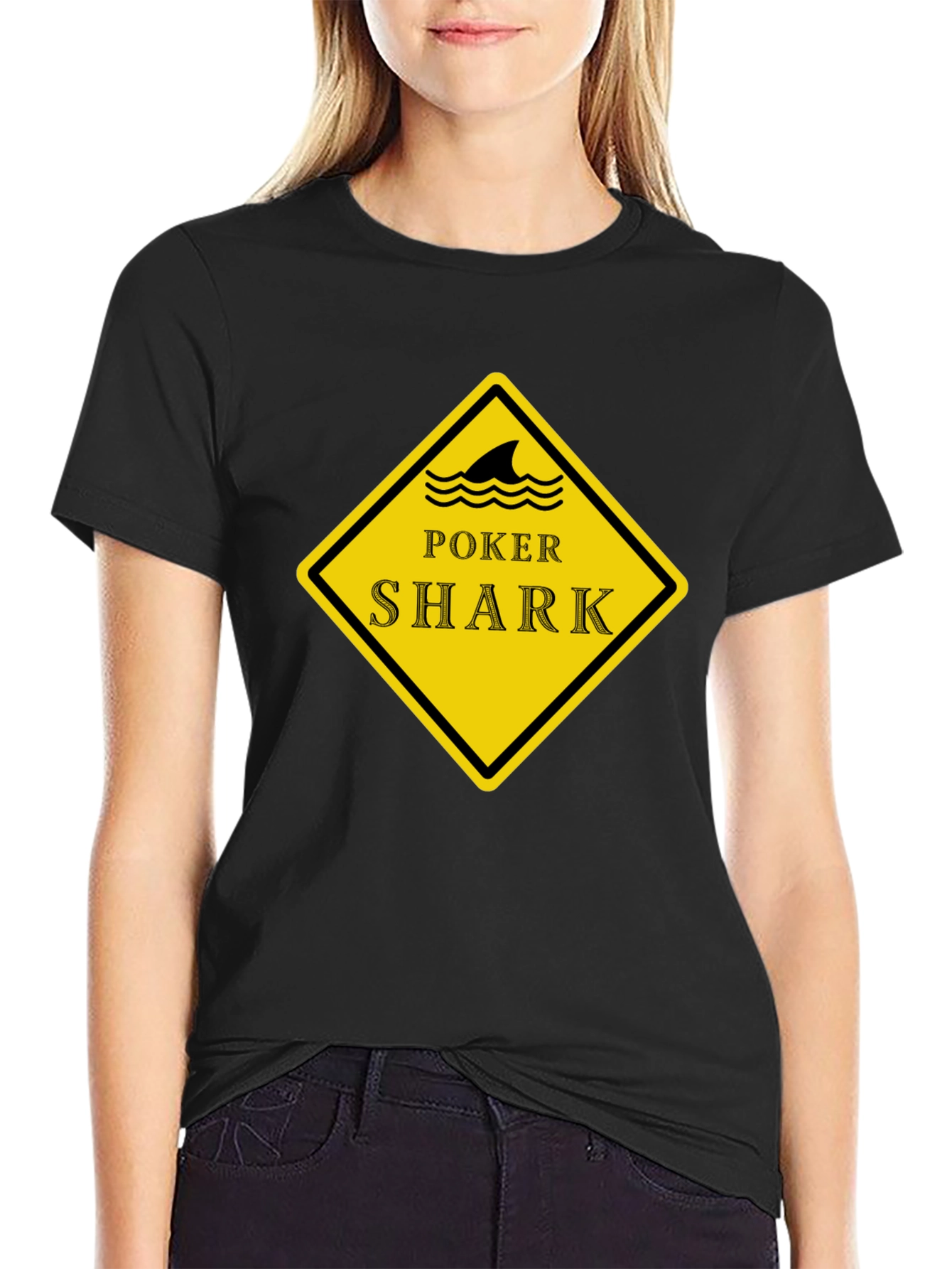 Poker Shark Black T-Shirt - Casino Card Game Tee