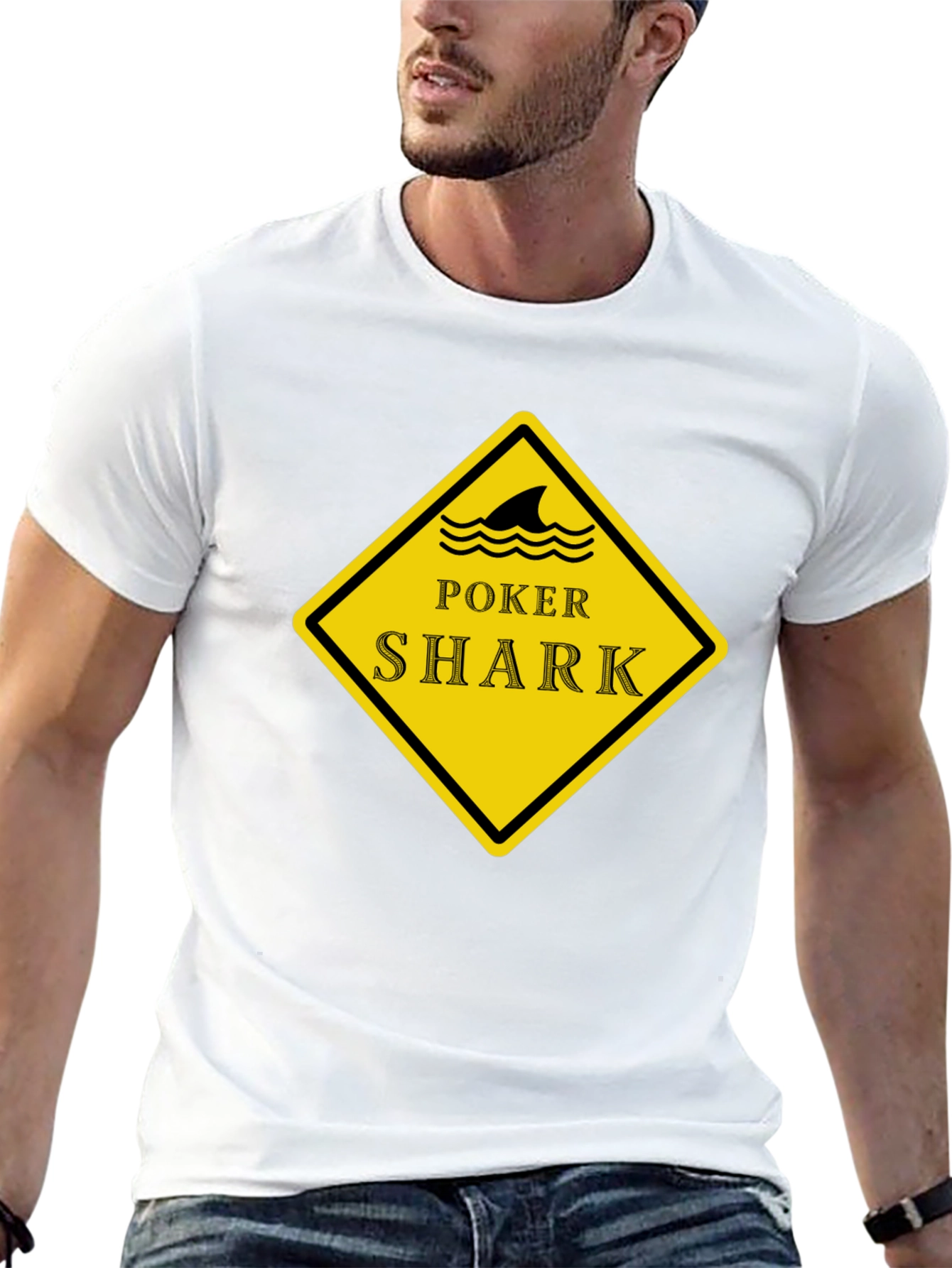 Poker Shark Black T-Shirt - Casino Card Game Tee