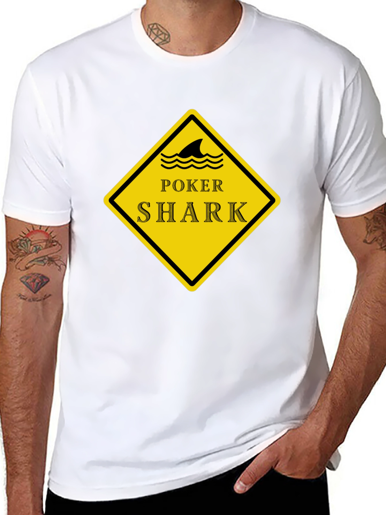 Poker Shark Black T-Shirt - Casino Card Game Tee