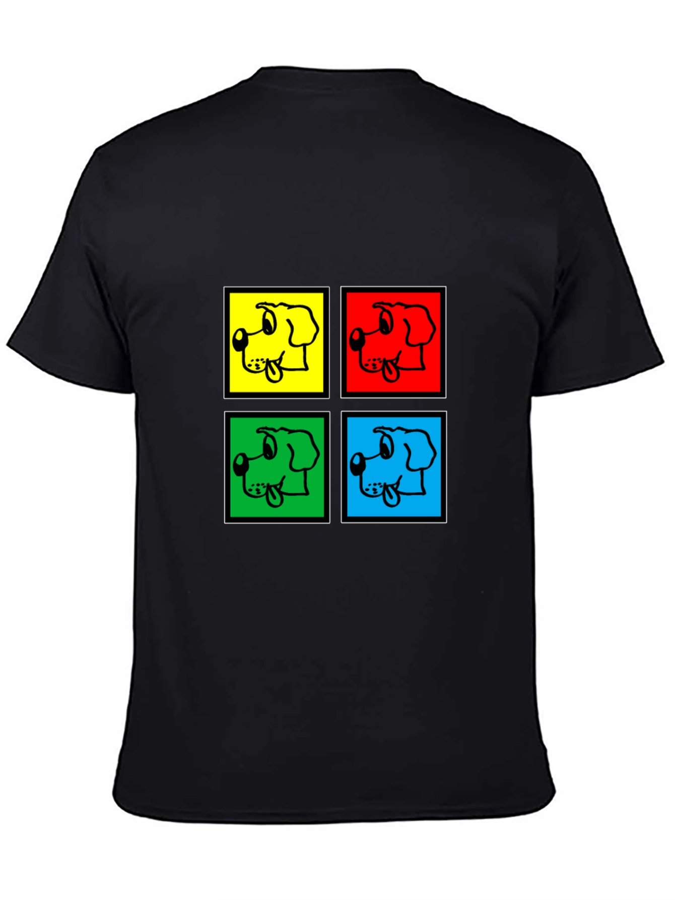 Pop Art Dog Graphic Black T-Shirt