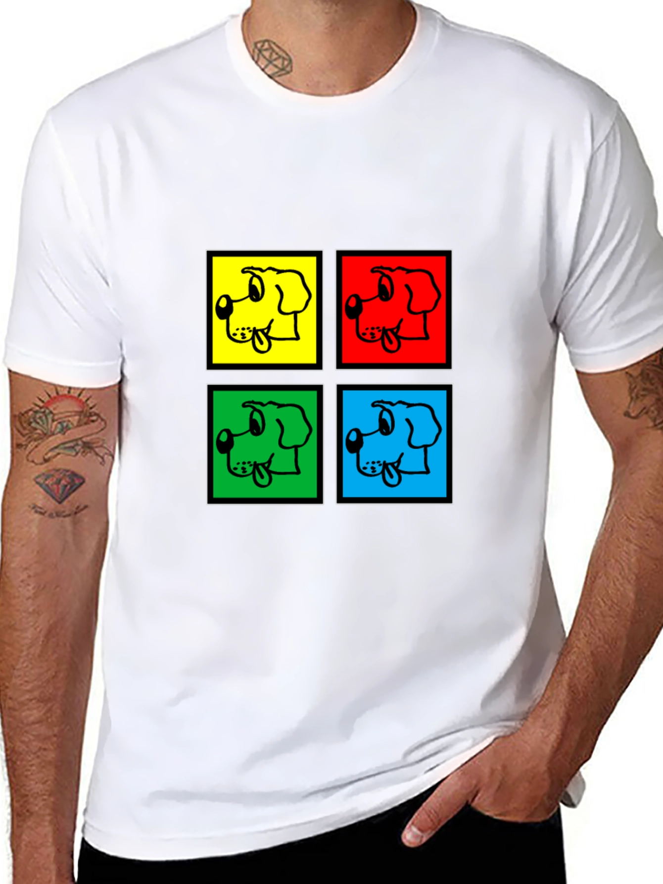Pop Art Dog Graphic Black T-Shirt