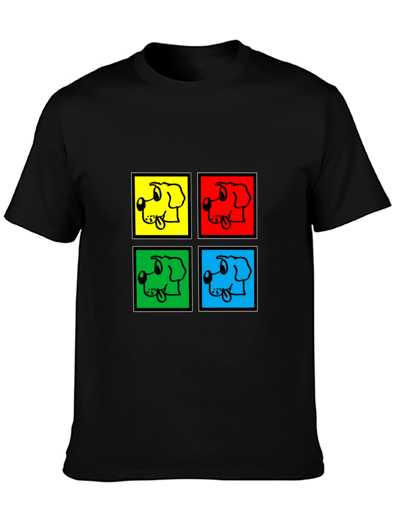 Pop Art Dog Graphic Black T-Shirt