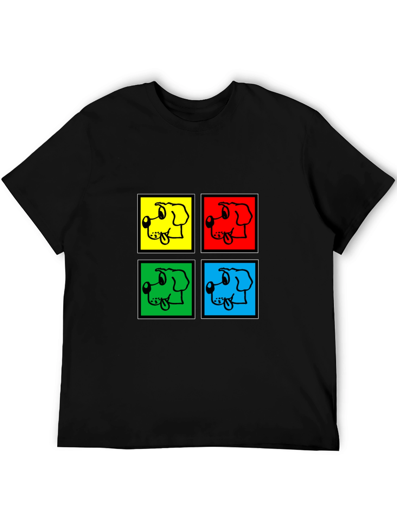 Pop Art Dog Graphic Black T-Shirt