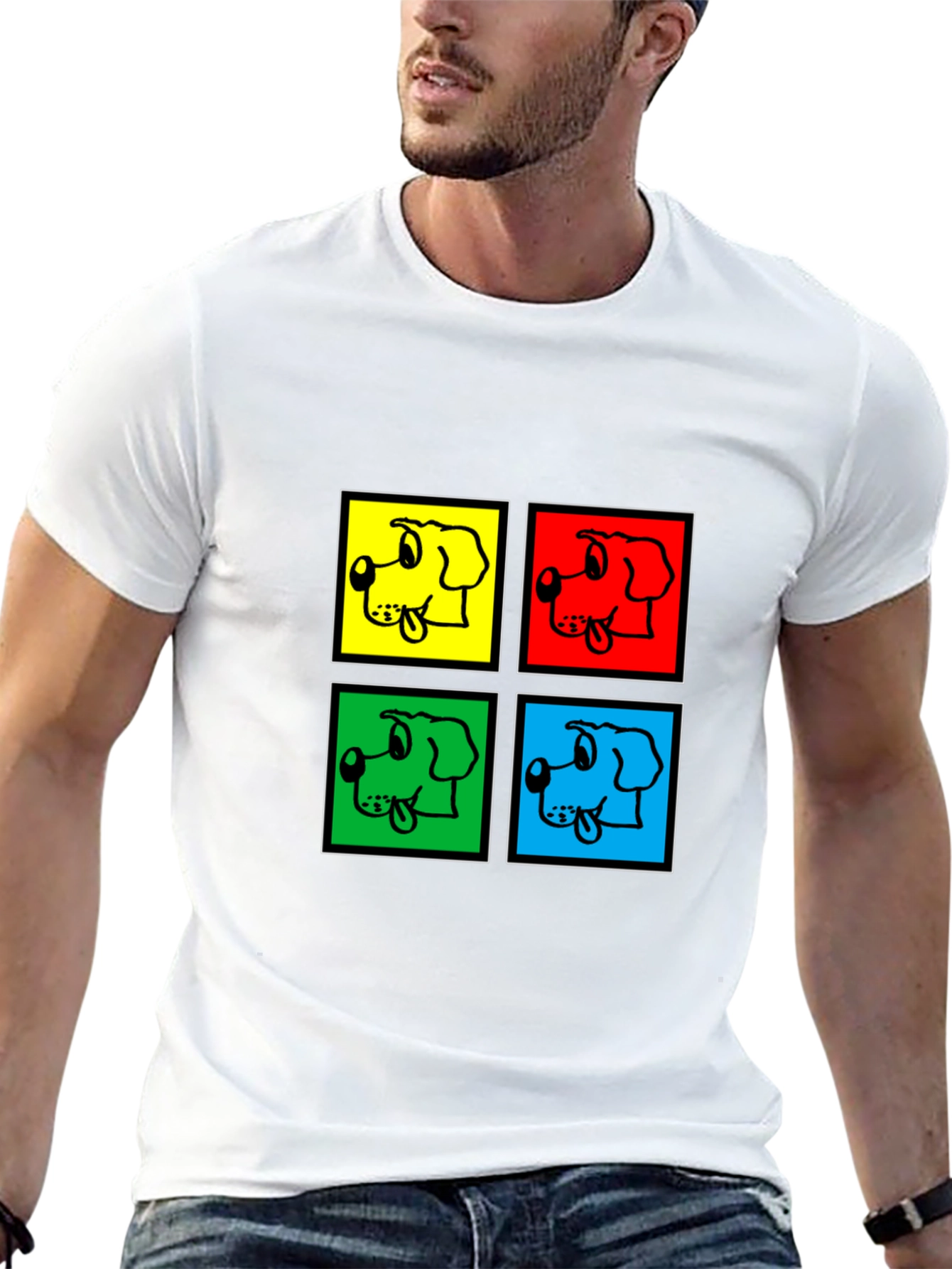 Pop Art Dog Graphic Black T-Shirt