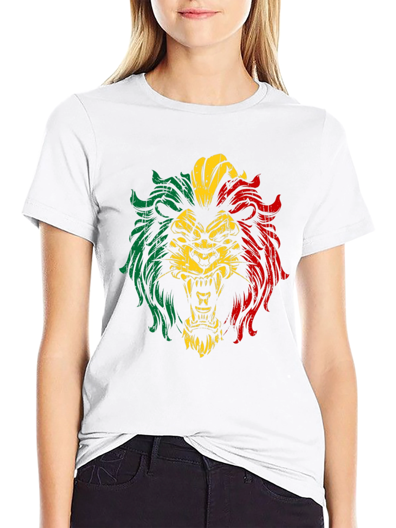 Rasta Lion Graphic T-Shirt - Black