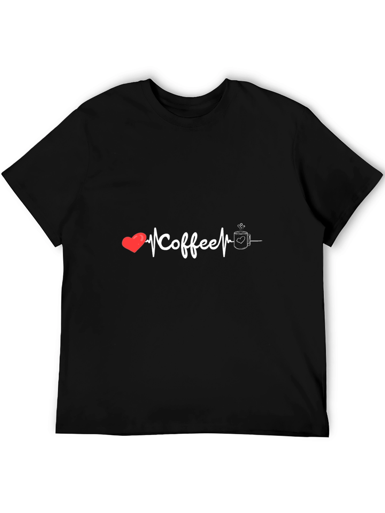 Coffee Lover Graphic Tee - Heartbeat Design Soft Cotton