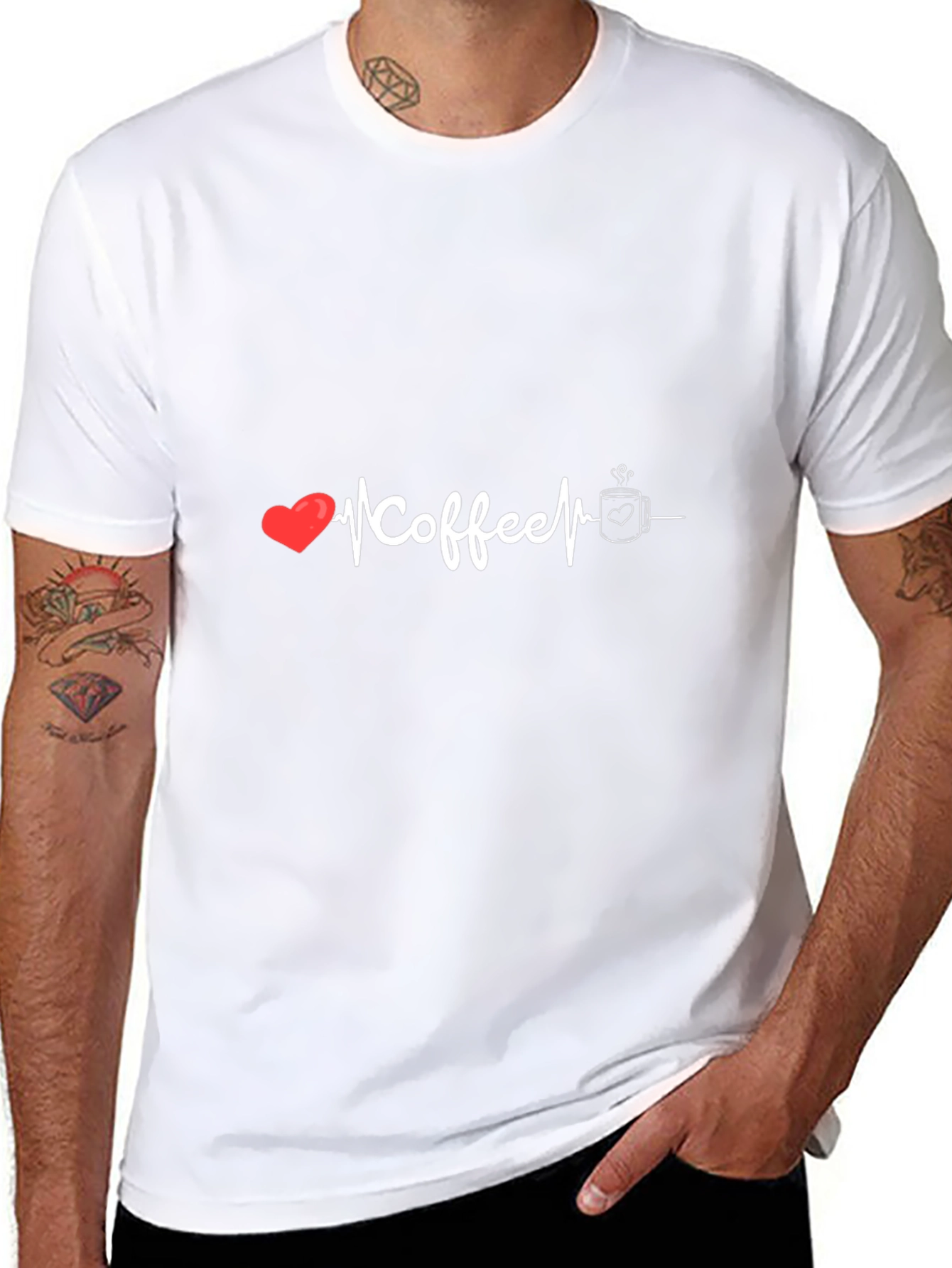 Coffee Lover Graphic Tee - Heartbeat Design Soft Cotton