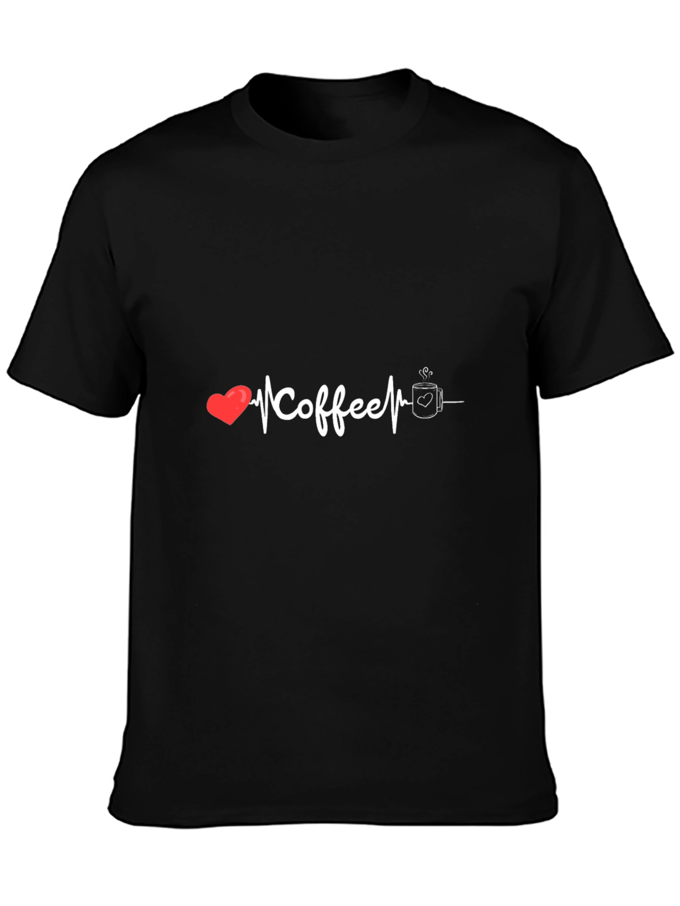Coffee Lover Graphic Tee - Heartbeat Design Soft Cotton