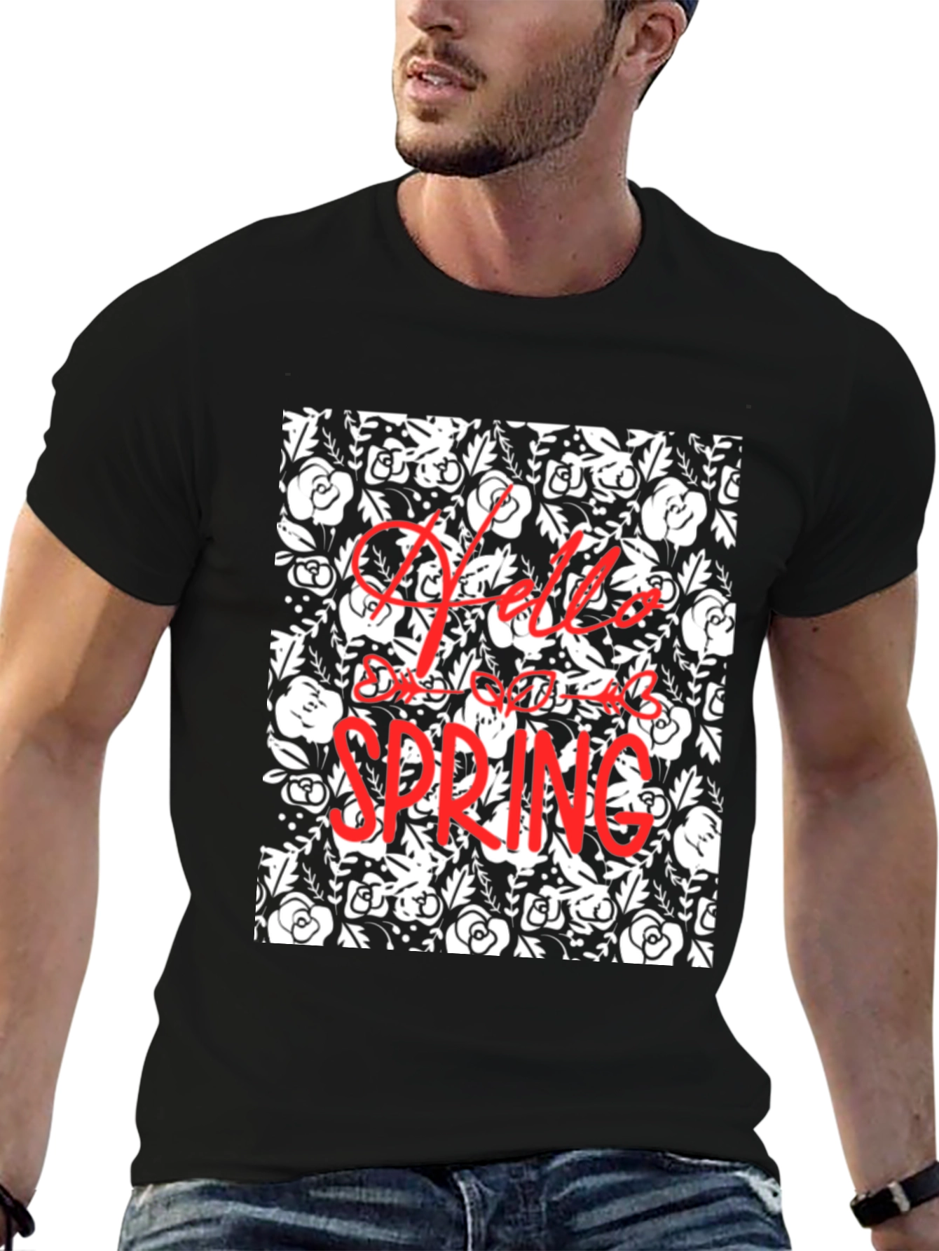Hello Spring Floral Print T-Shirt