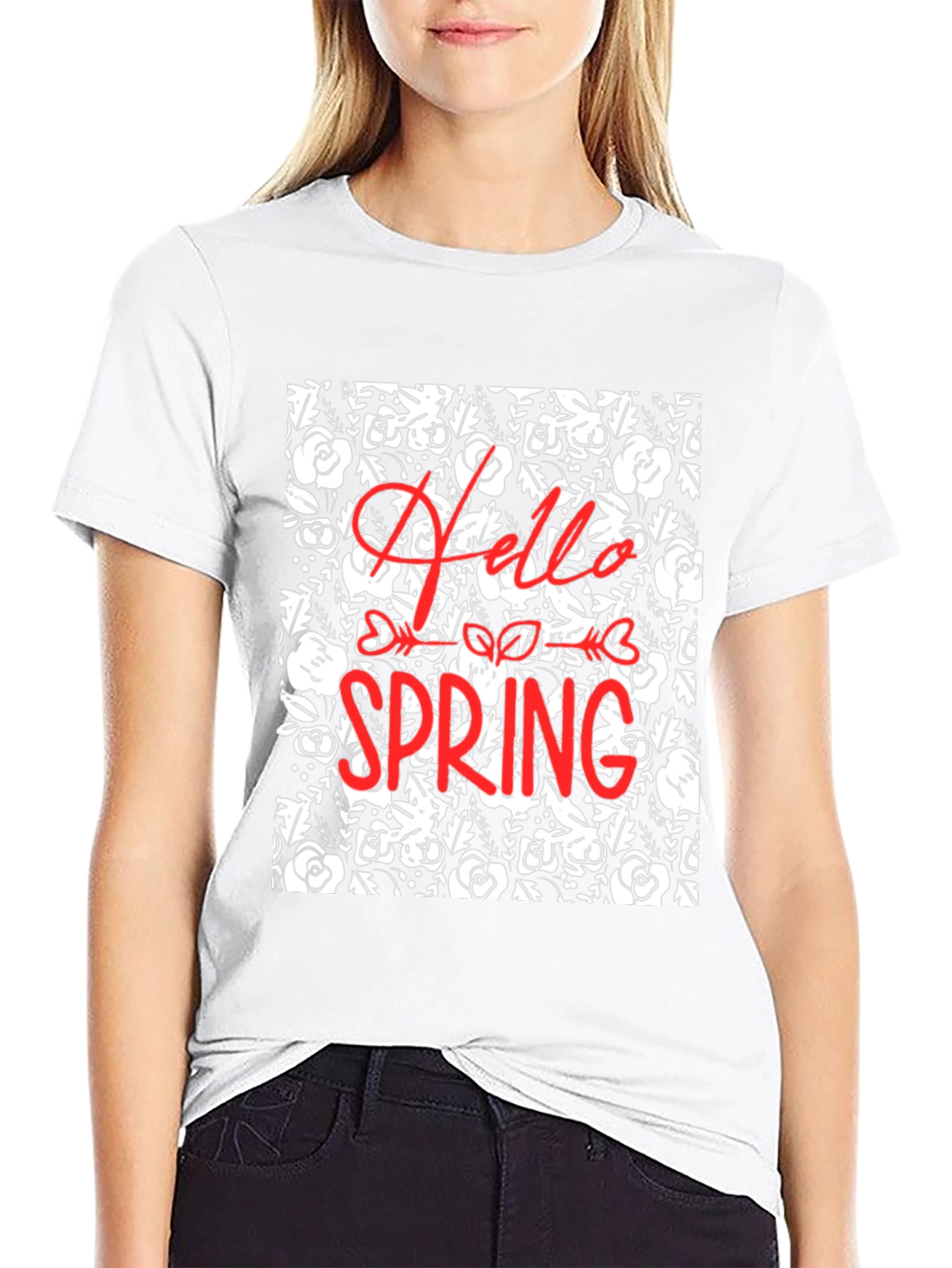 Hello Spring Floral Print T-Shirt