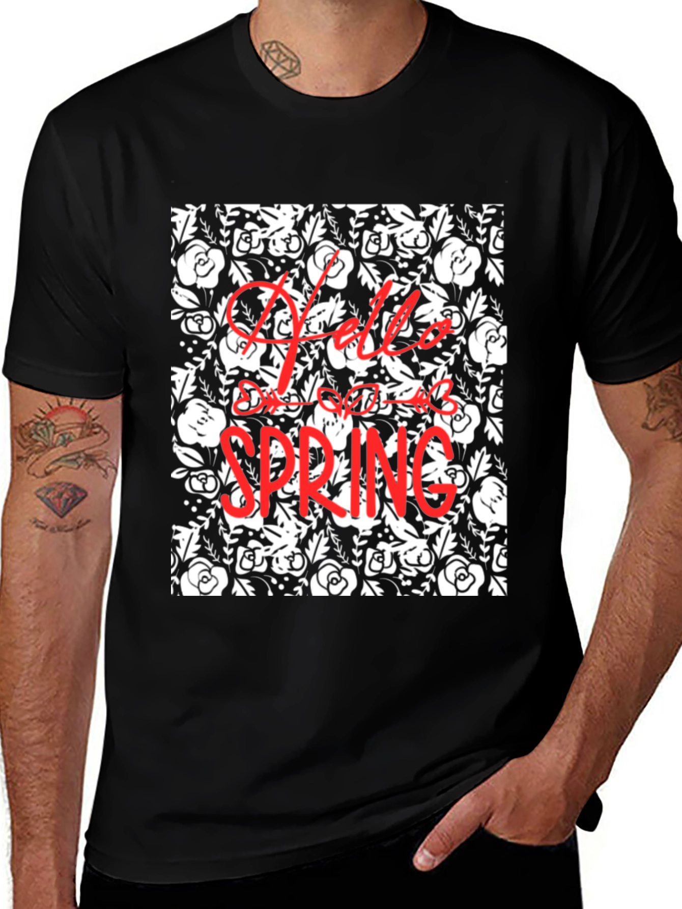 Hello Spring Floral Print T-Shirt