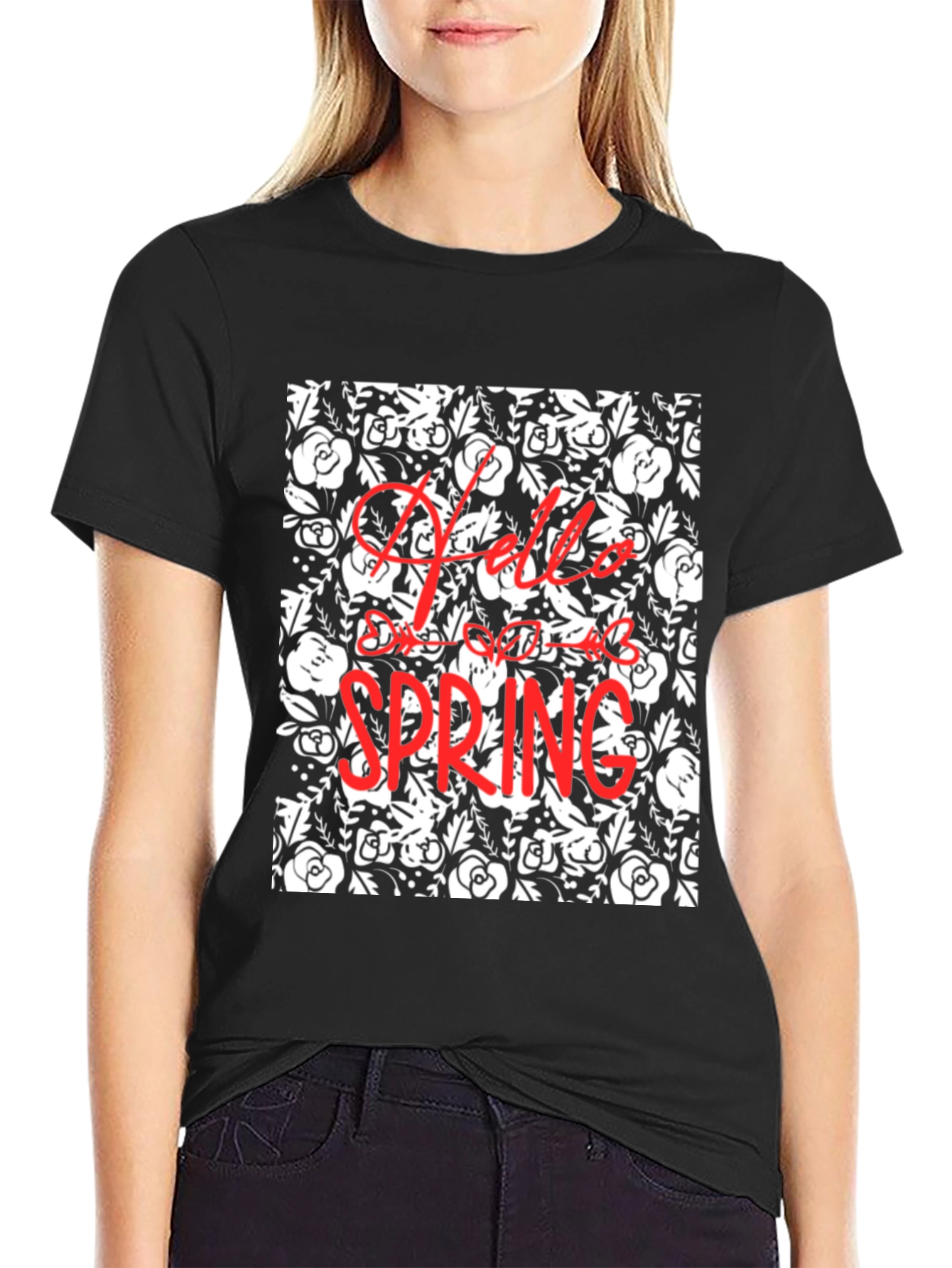 Hello Spring Floral Print T-Shirt
