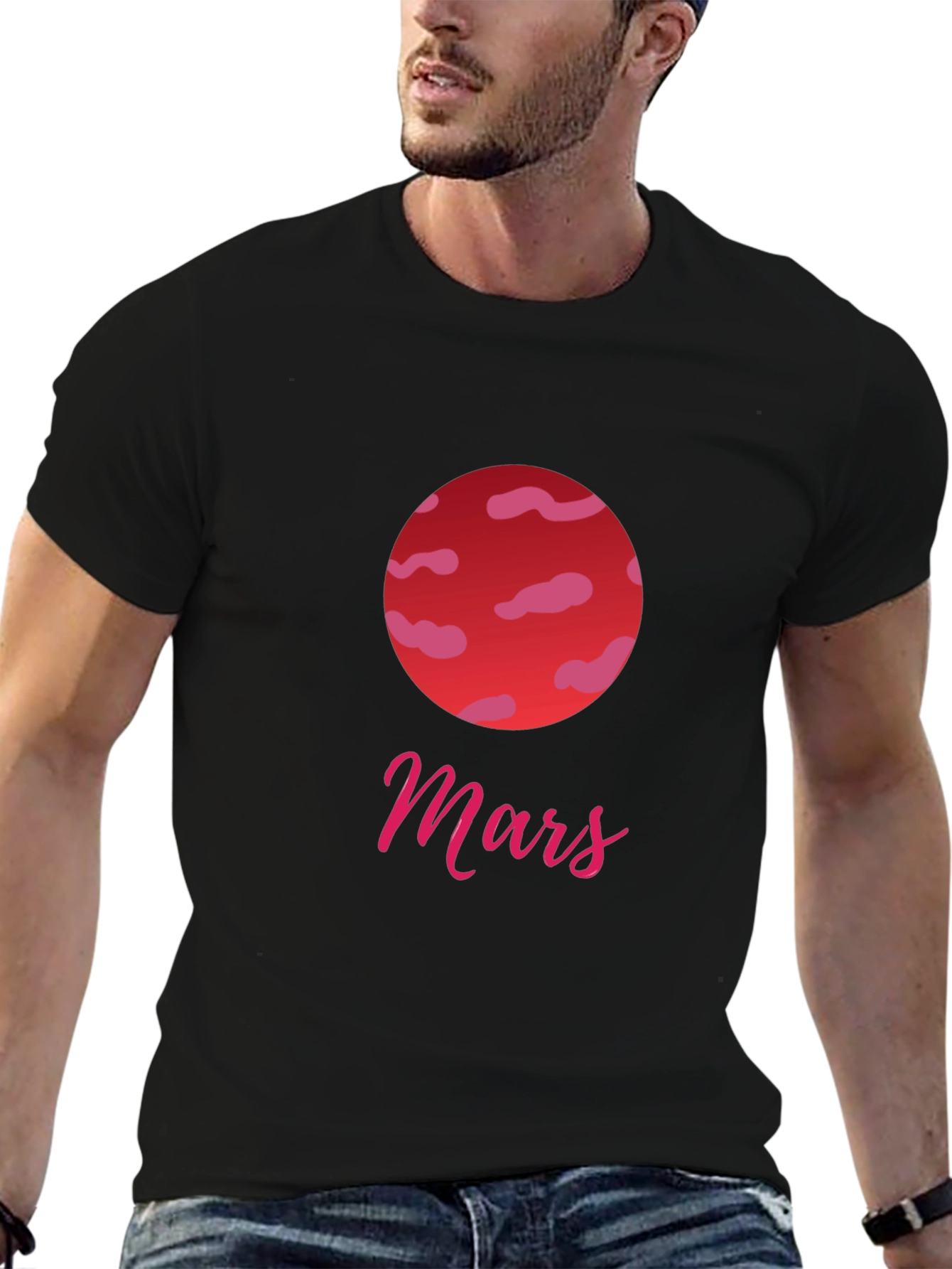 Mars Planet Graphic Tee - Stylish Black T-Shirt