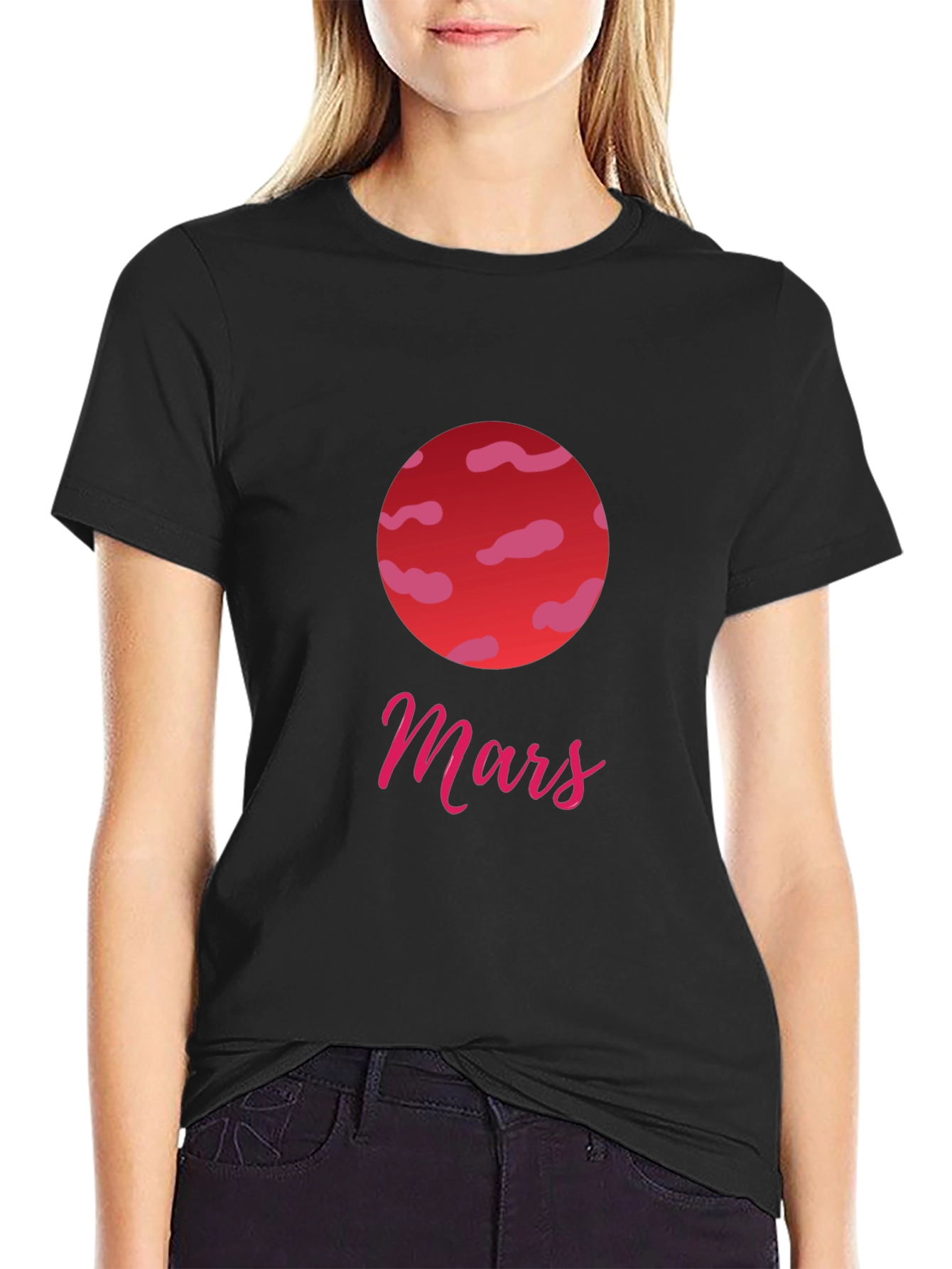 Mars Planet Graphic Tee - Stylish Black T-Shirt