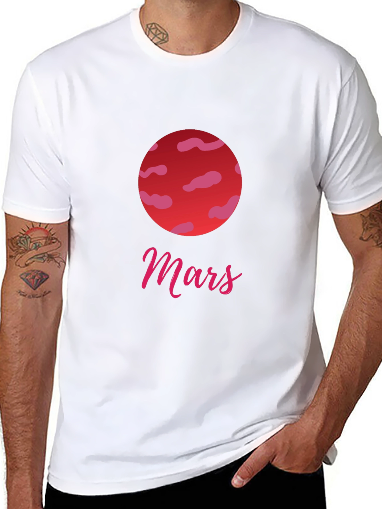 Mars Planet Graphic Tee - Stylish Black T-Shirt