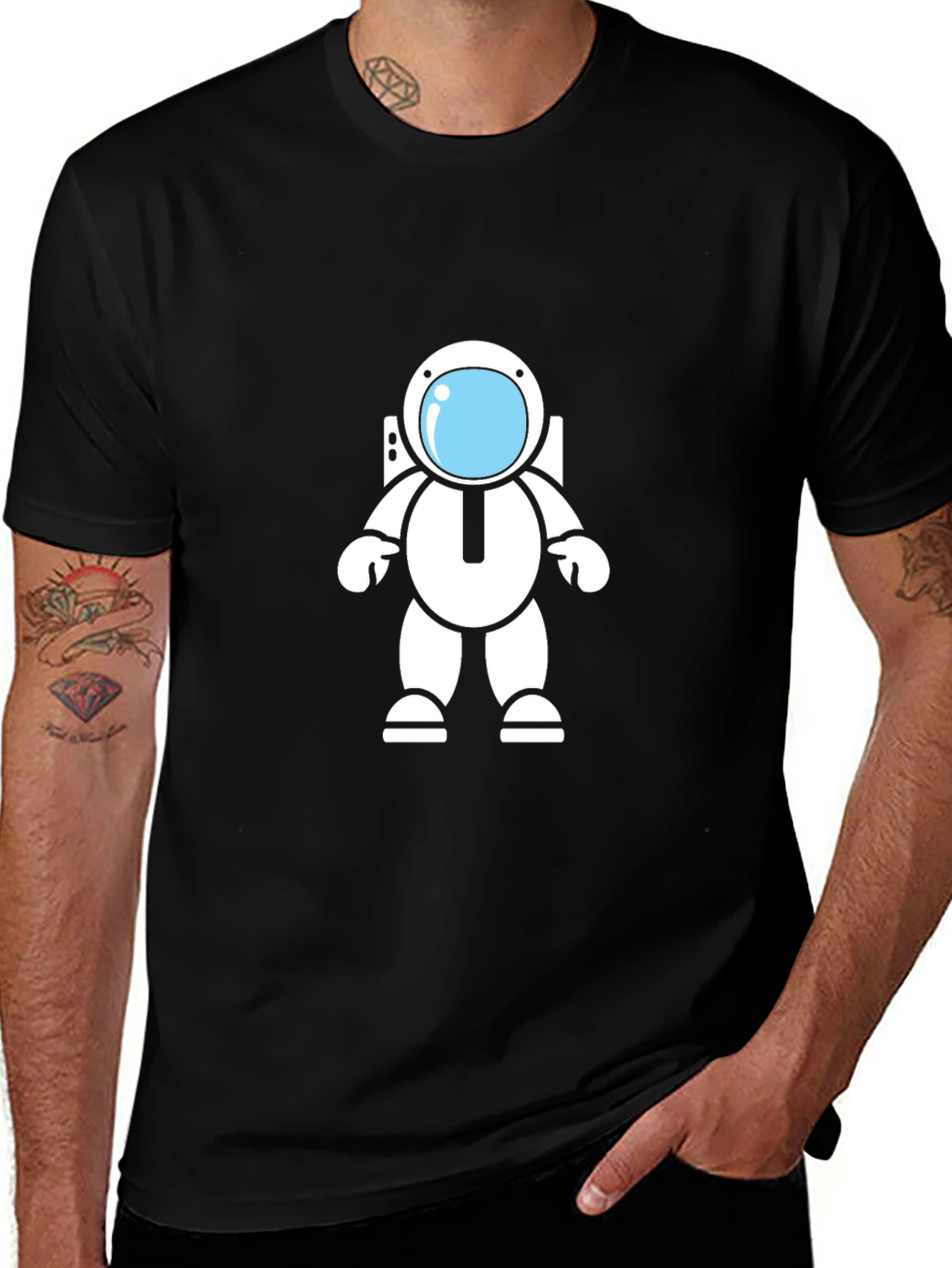 Astronaut Graphic Black T-Shirt - Space Adventure