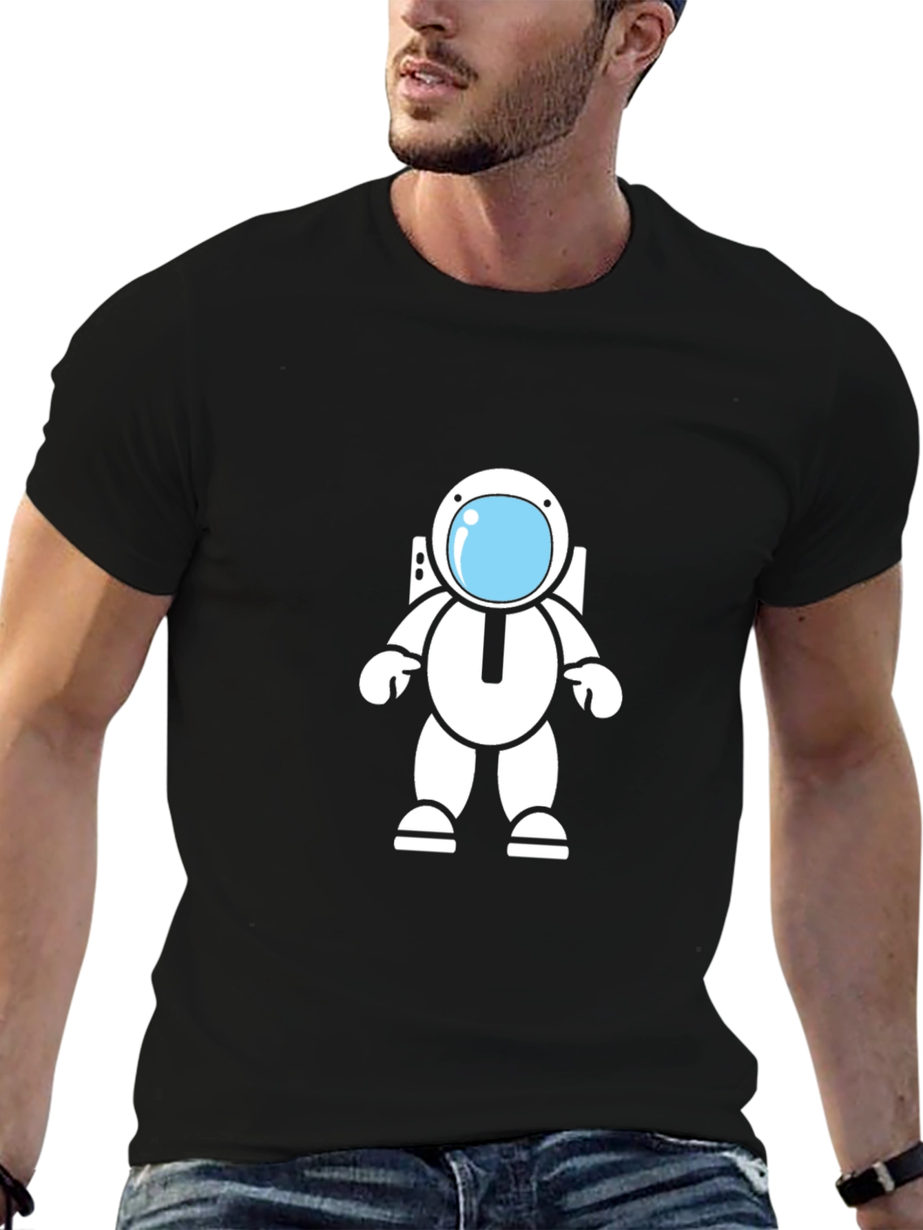Astronaut Graphic Black T-Shirt - Space Adventure